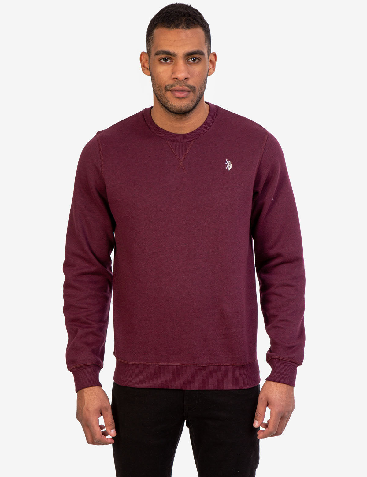 Men's Solid Crew Neck Sweatshirt - Ribbed Cuffs & Waist