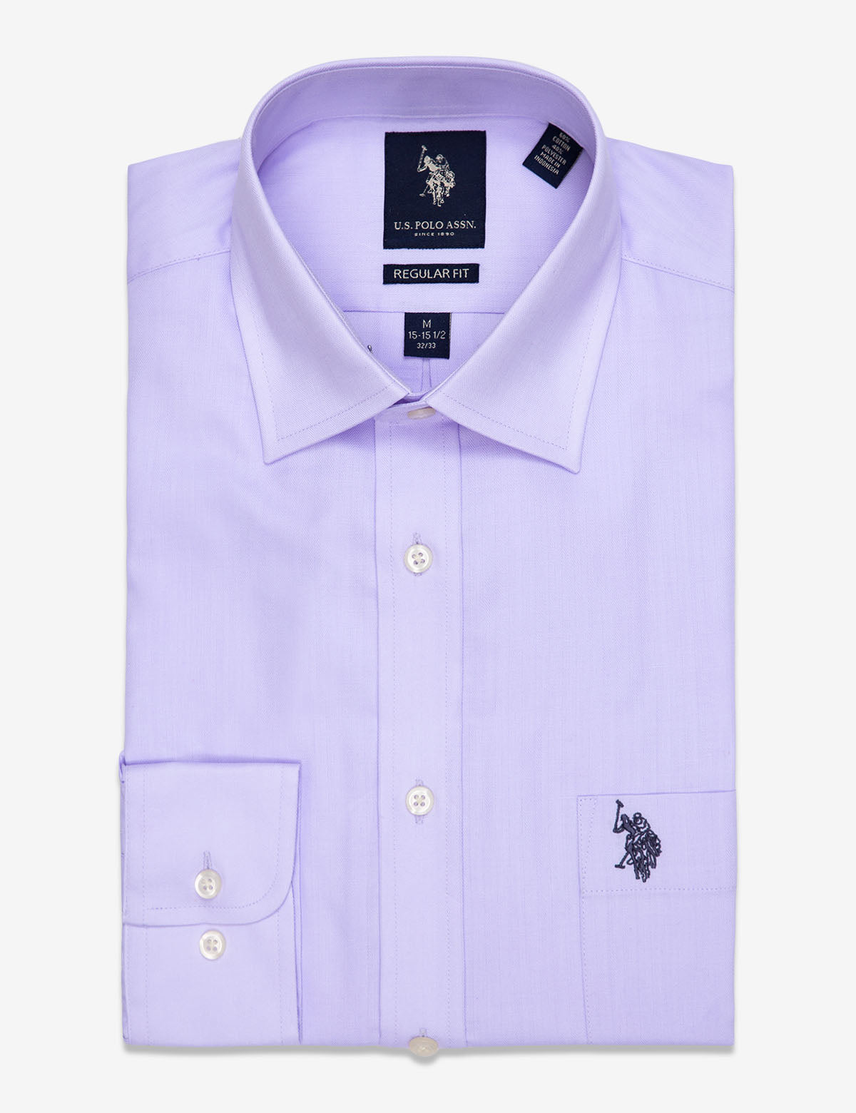 Men's Herringbone Dress Shirt - Regular Fit Button-Up