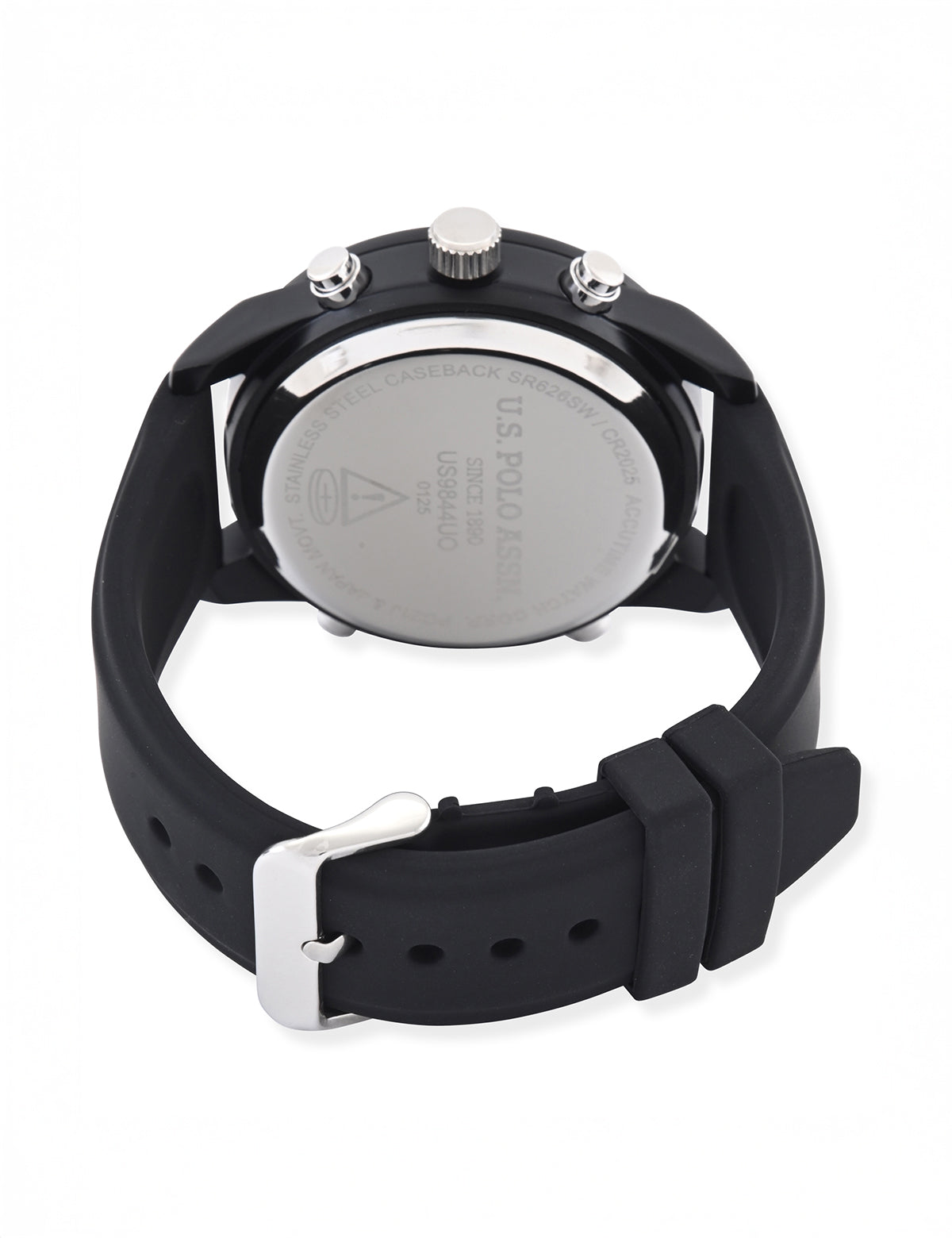 Men's Black Anadigi Watch with Yellow Accent