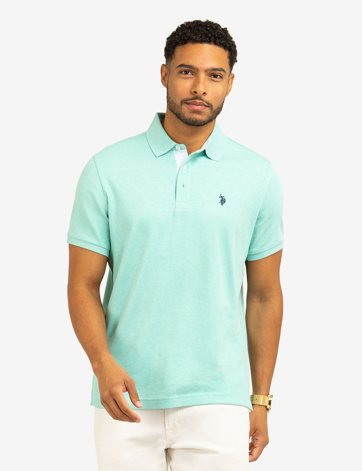 Classic Polo Shirt with Woven Trim & Logo Detail