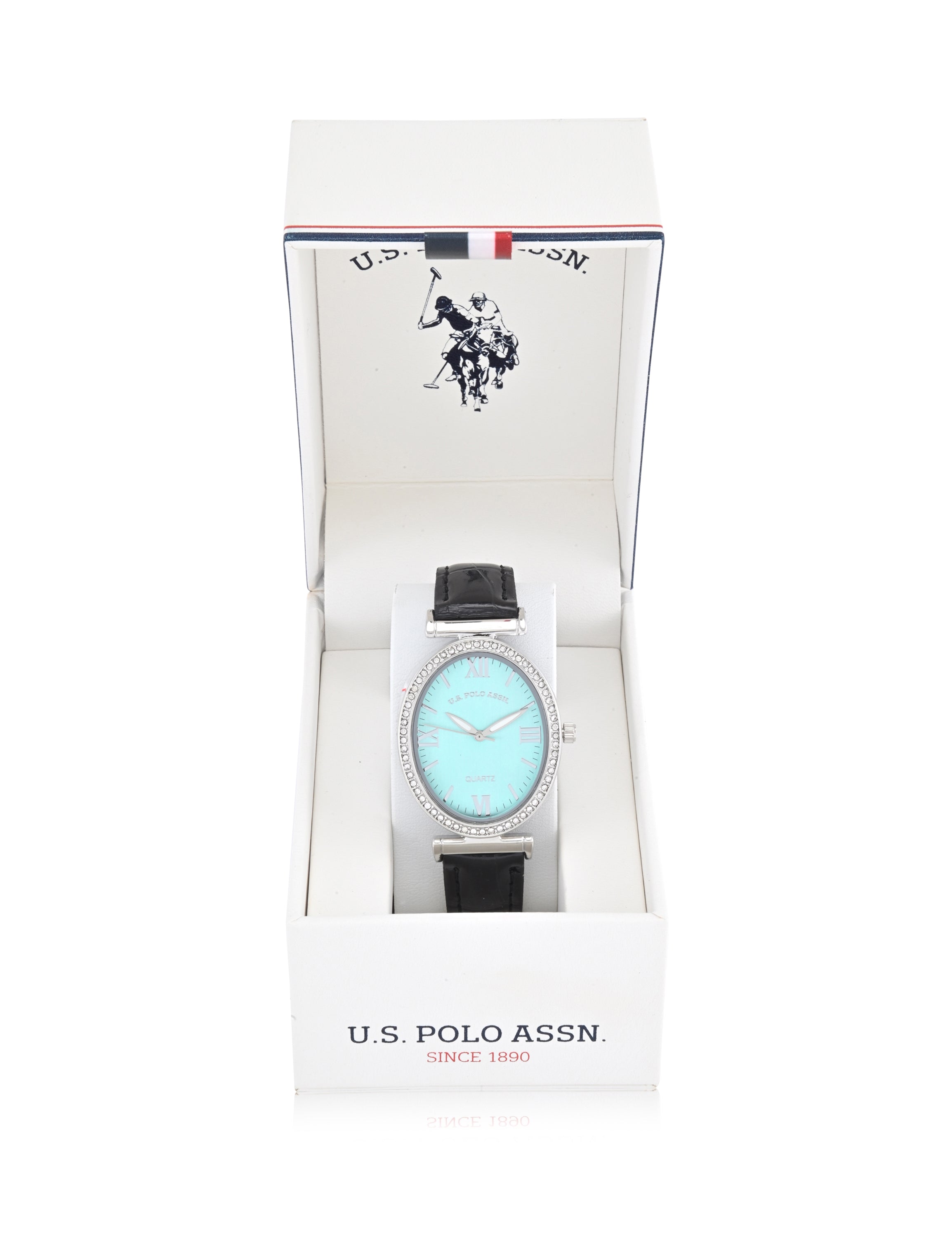 Women's Black Leather Strap Watch with Embossed Detail