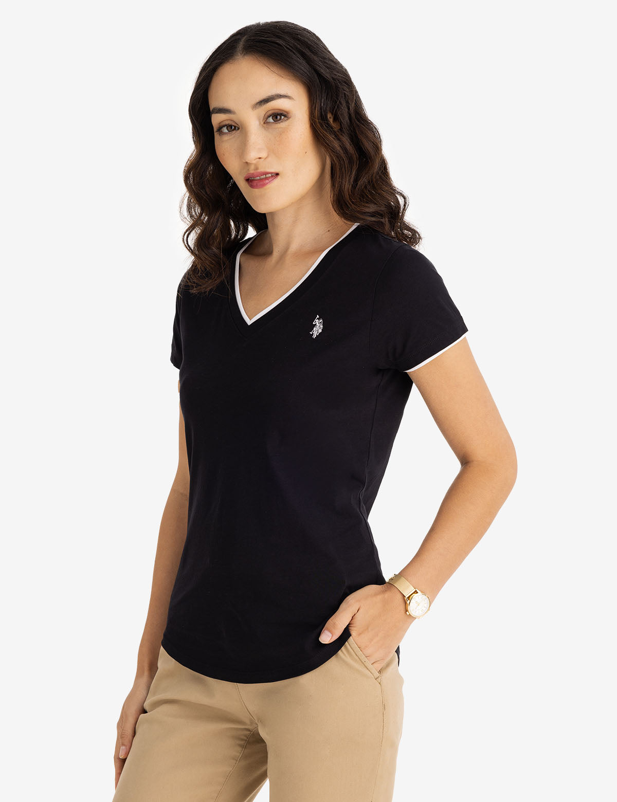 Double Band V-Neck T-Shirt for Men & Women - Stylish Casual Tee