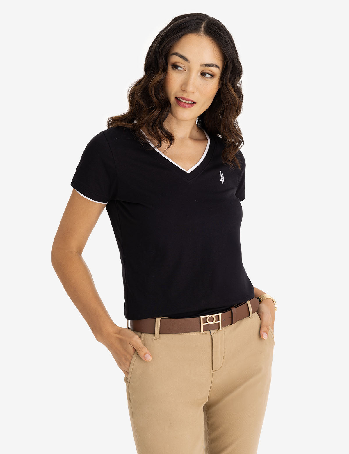 Double Band V-Neck T-Shirt for Men & Women - Stylish Casual Tee