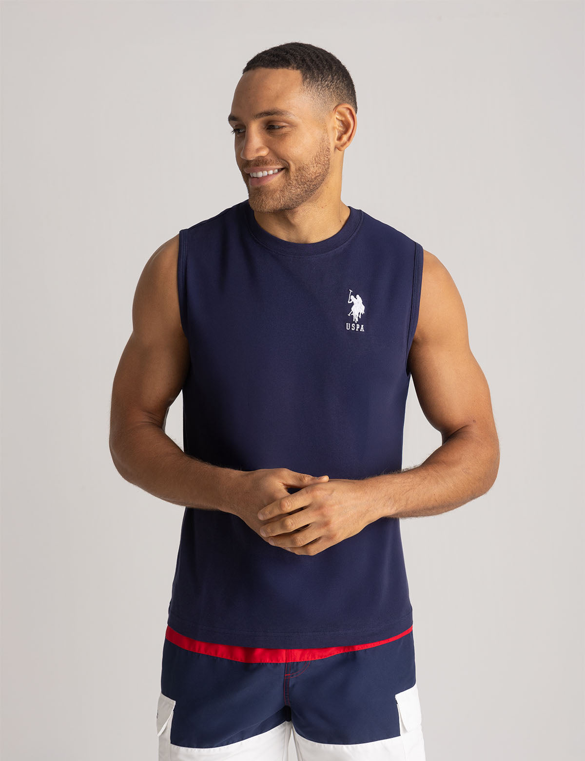 Men's Solid Logo Muscle Tank - Athletic Fit Workout & Casual Top