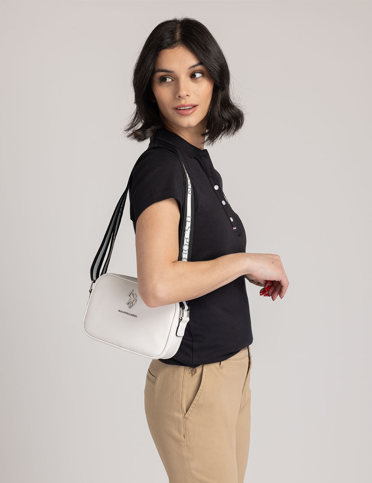 U.S. Polo Assn. Classic Zip Crossbody Bag - Saffiano PU, 8x6in