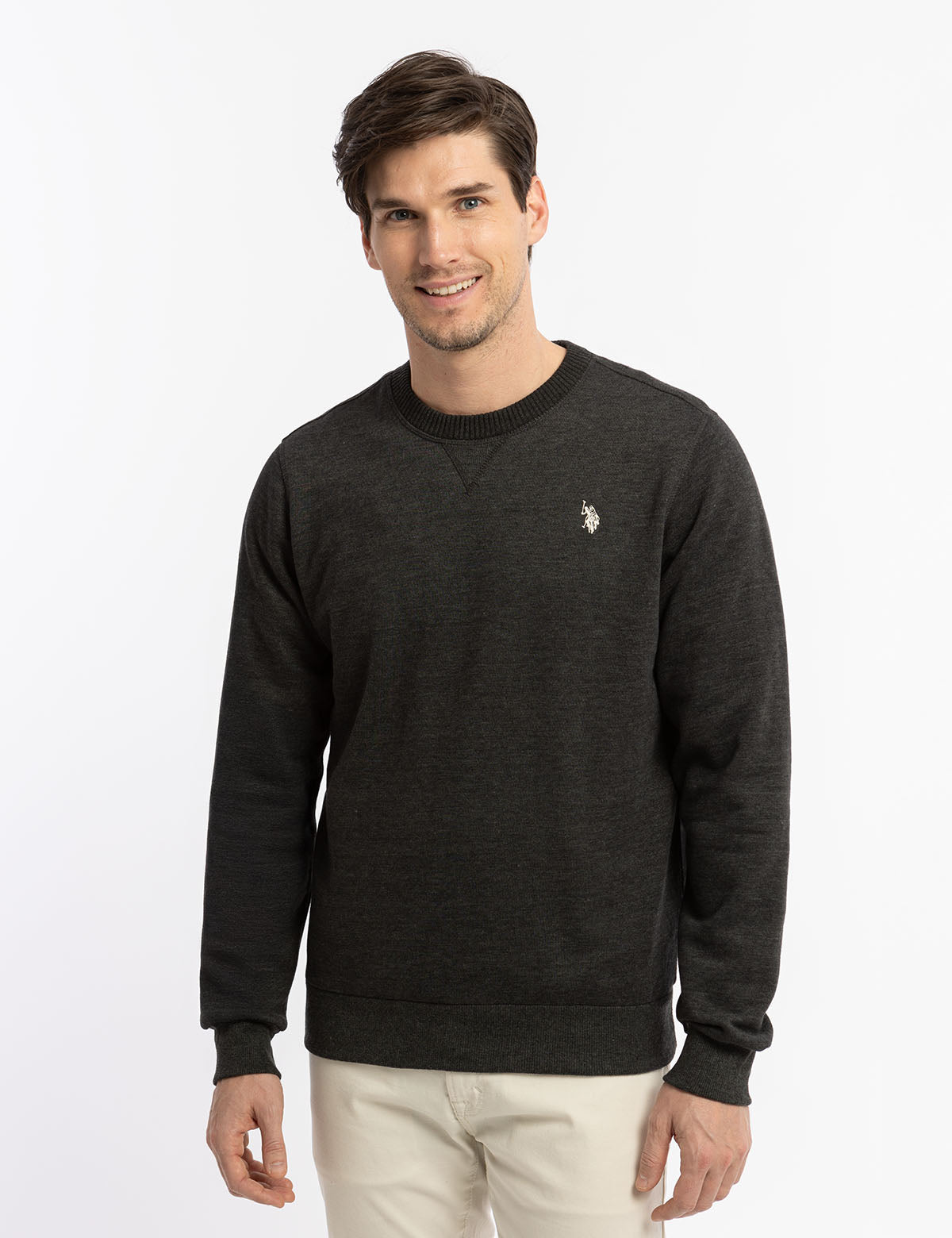 Peached Fleece Crew Neck Sweater | Soft Solid Pullover
