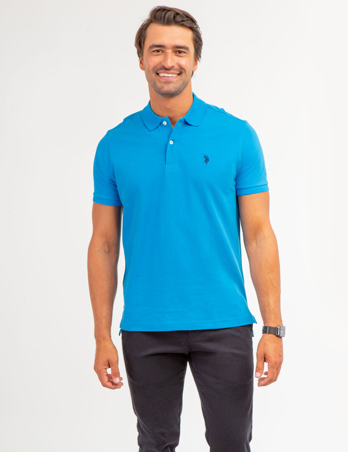 Men's Solid Pique Polo Shirt with Small Logo