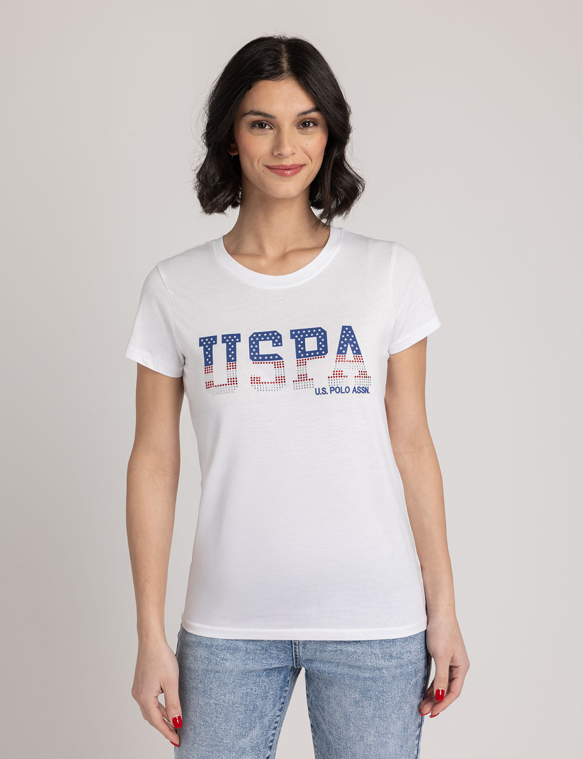 Americana Rhinestone Scoop Neck Tee - Women's Vintage T-Shirt