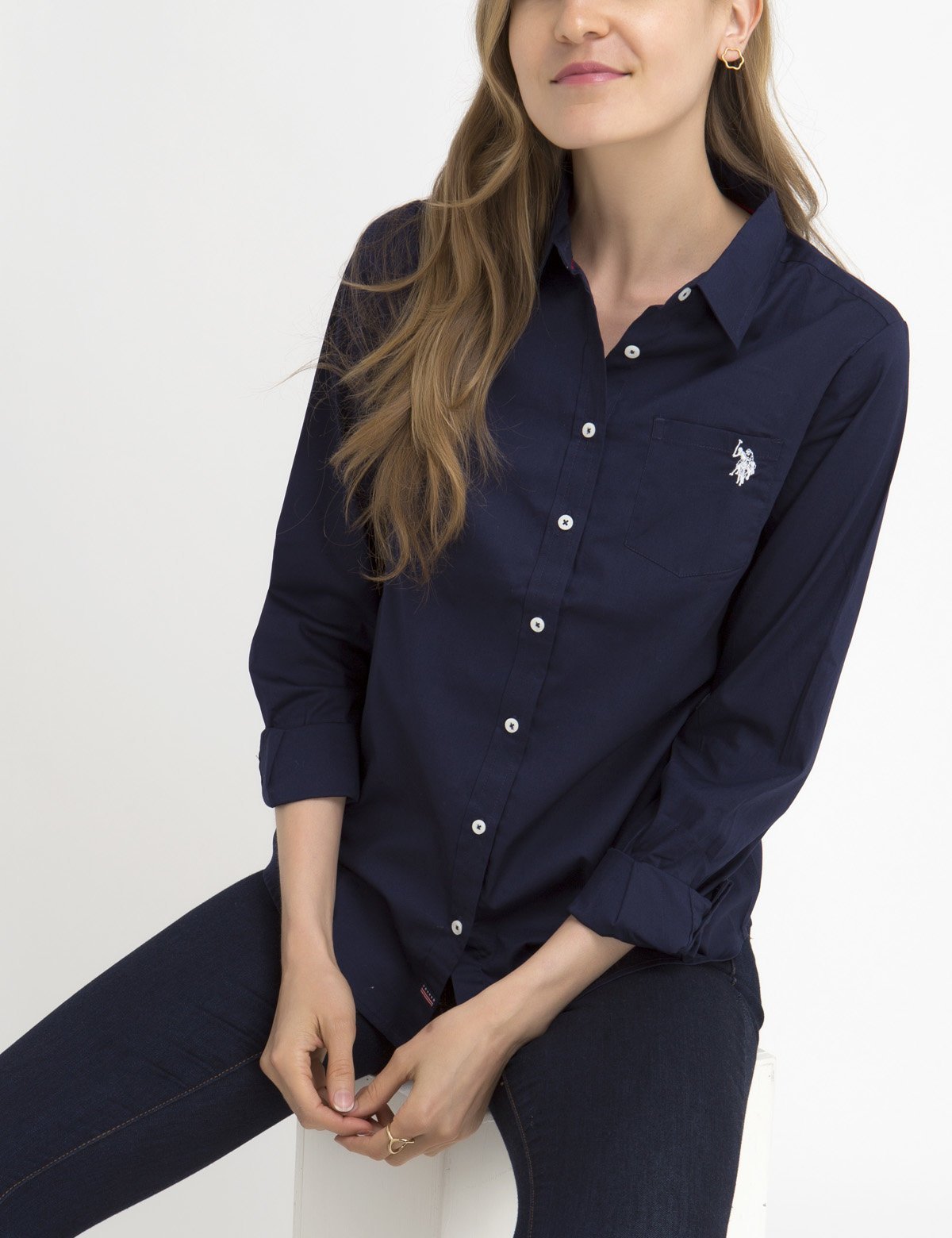 Men's Cotton Poplin Shirt with Logo & Front Pocket
