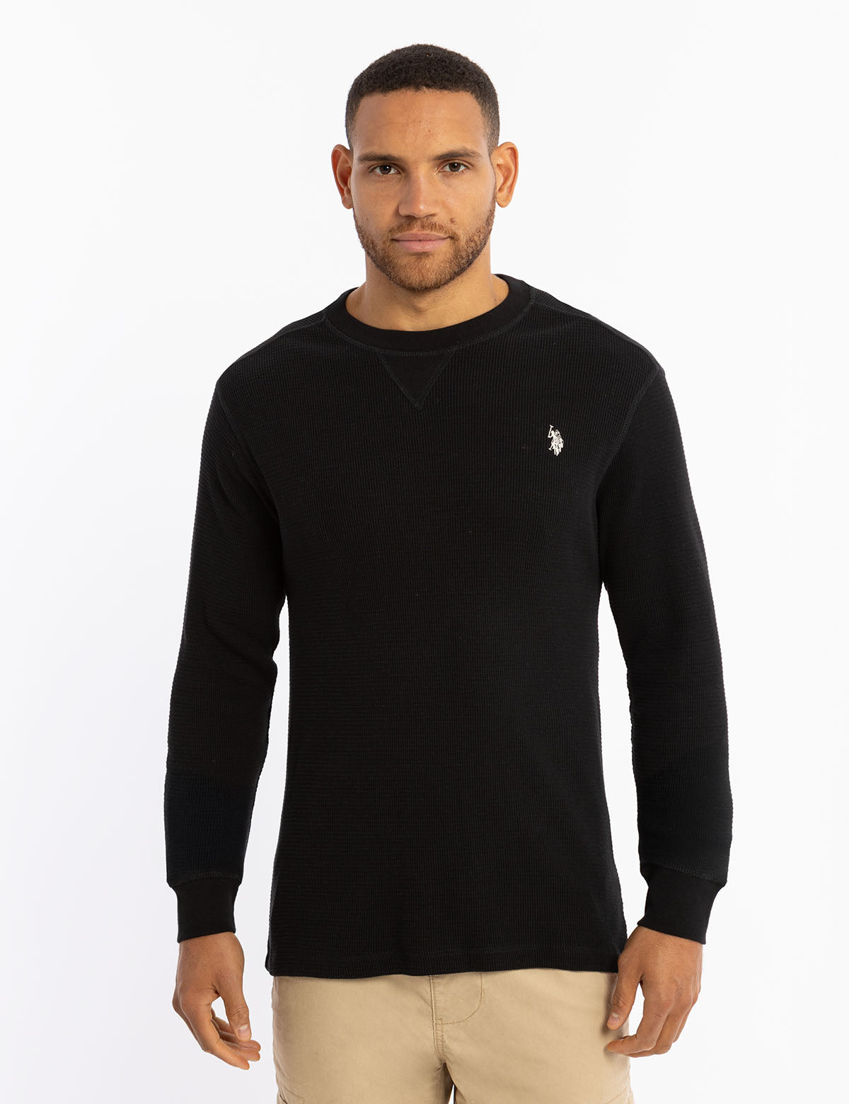 Men's Solid Rib Knit Crew Neck Sweater