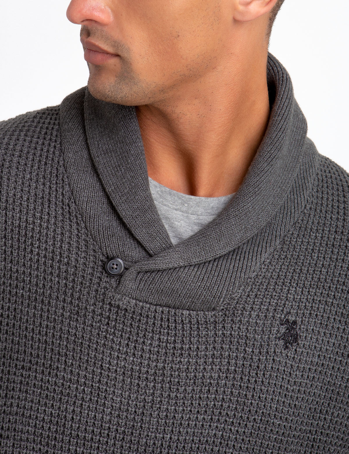 Men's Shawl Collar Sweater - Solid Color Knit Pullover