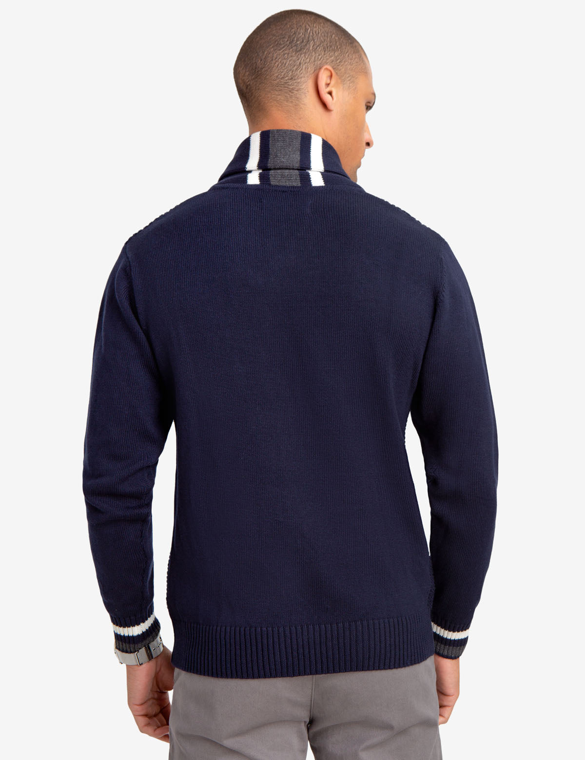 Men's Shawl Collar Sweater - Solid Color Knit Pullover