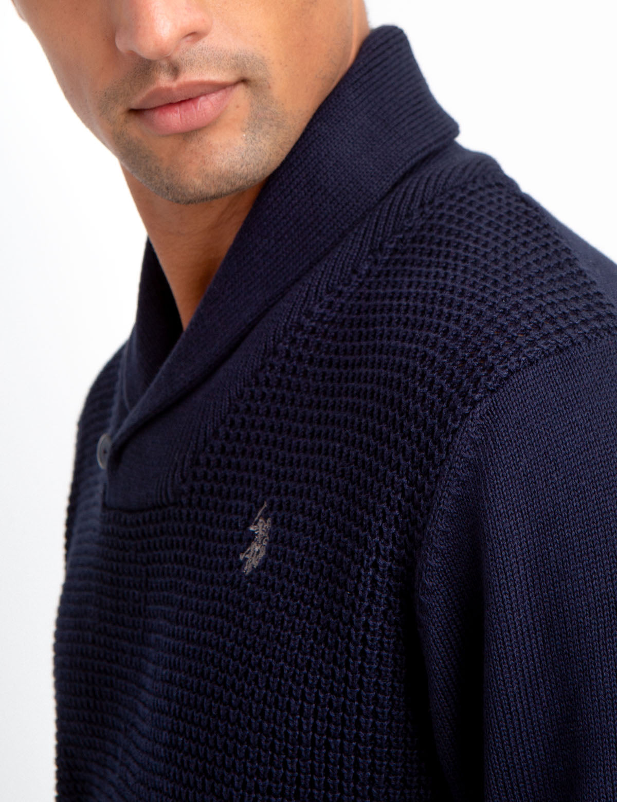 Men's Shawl Collar Sweater - Solid Color Knit Pullover