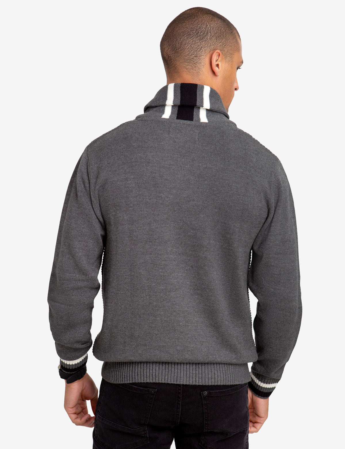 Men's Shawl Collar Sweater - Solid Color Knit Pullover