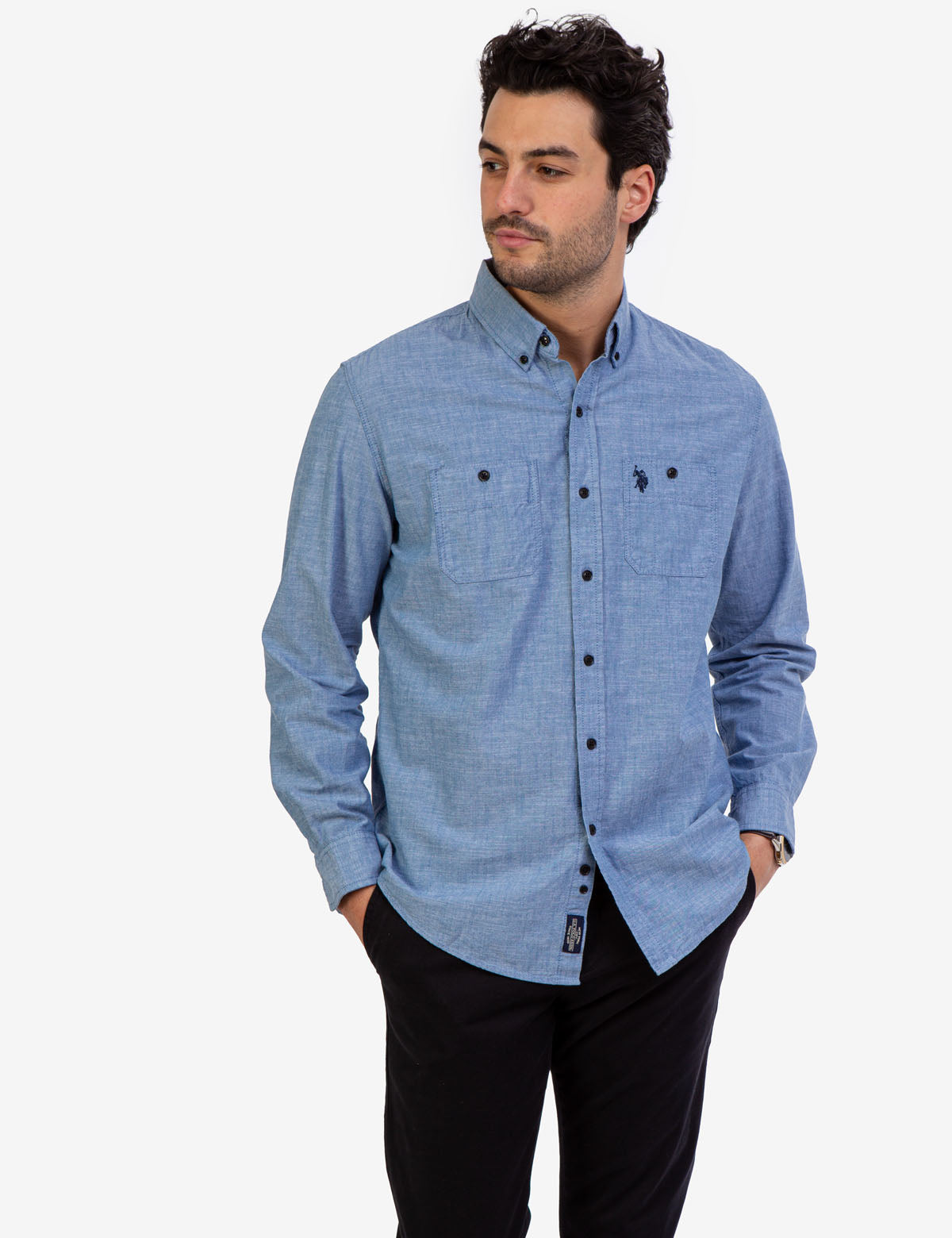 Men's Solid Slub Canvas Long Sleeve Shirt - Casual Comfort Fit