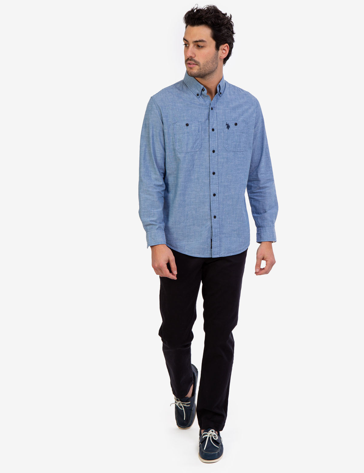 Men's Solid Slub Canvas Long Sleeve Shirt - Casual Comfort Fit
