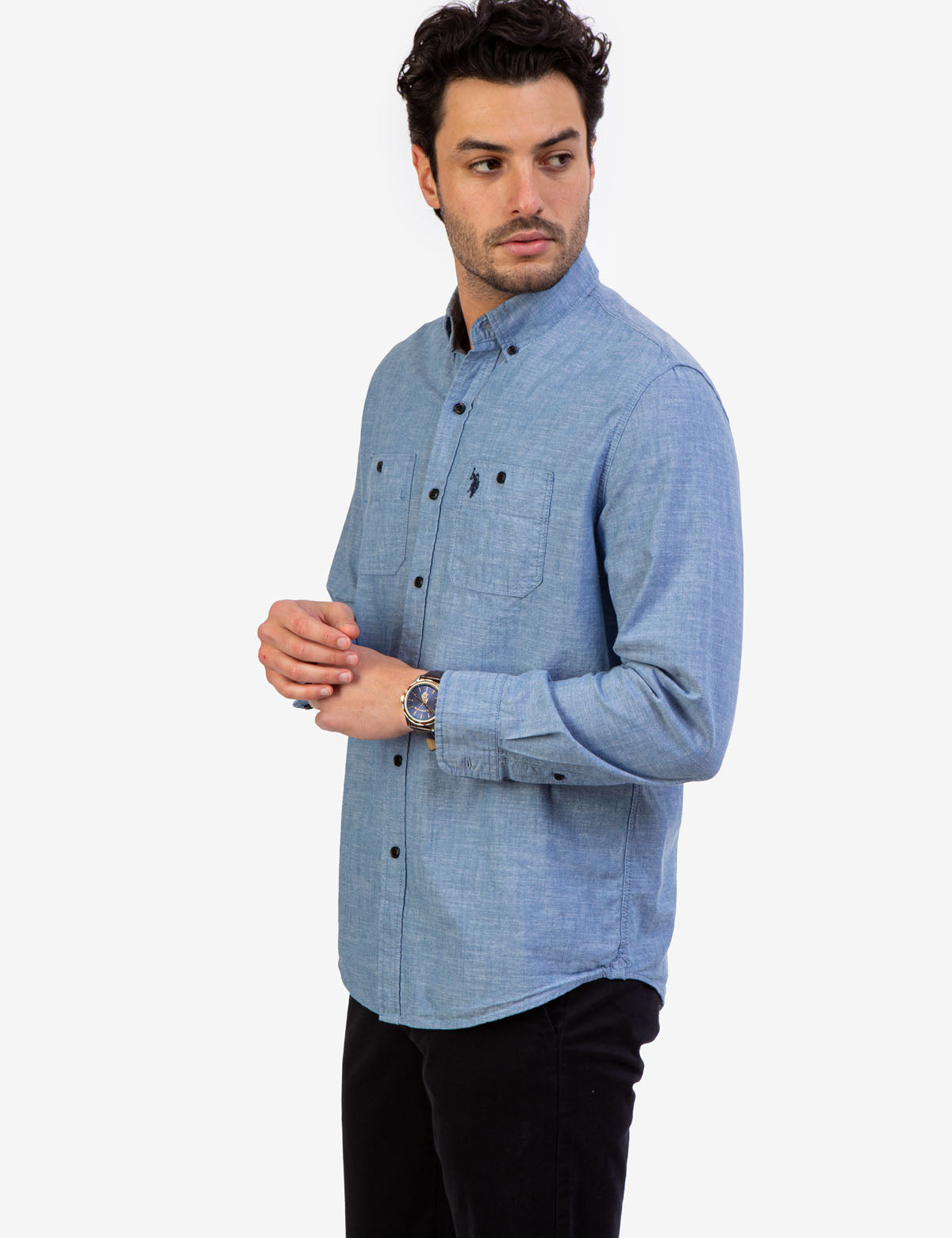 Men's Solid Slub Canvas Long Sleeve Shirt - Casual Comfort Fit