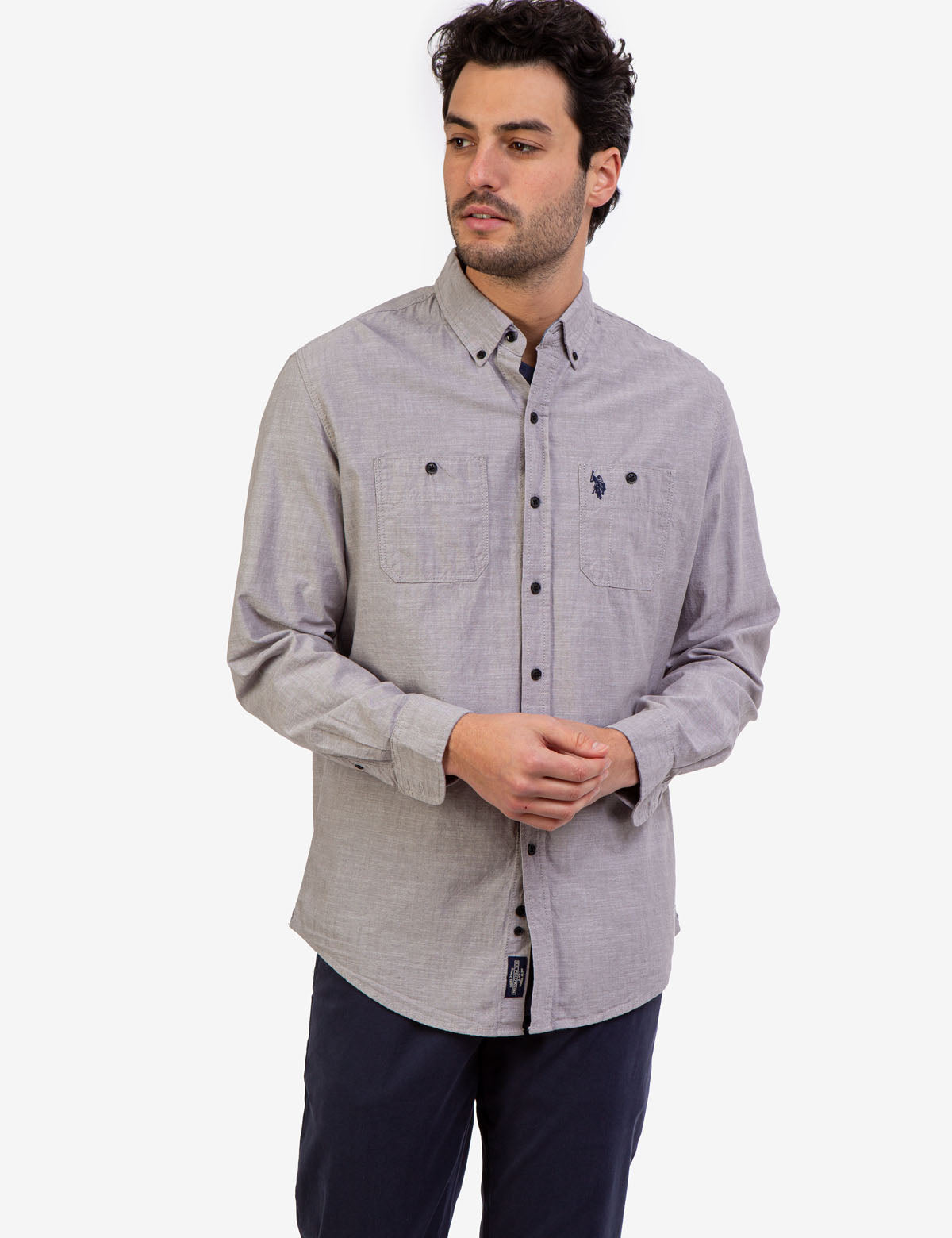 Men's Solid Slub Canvas Long Sleeve Shirt - Casual Comfort Fit