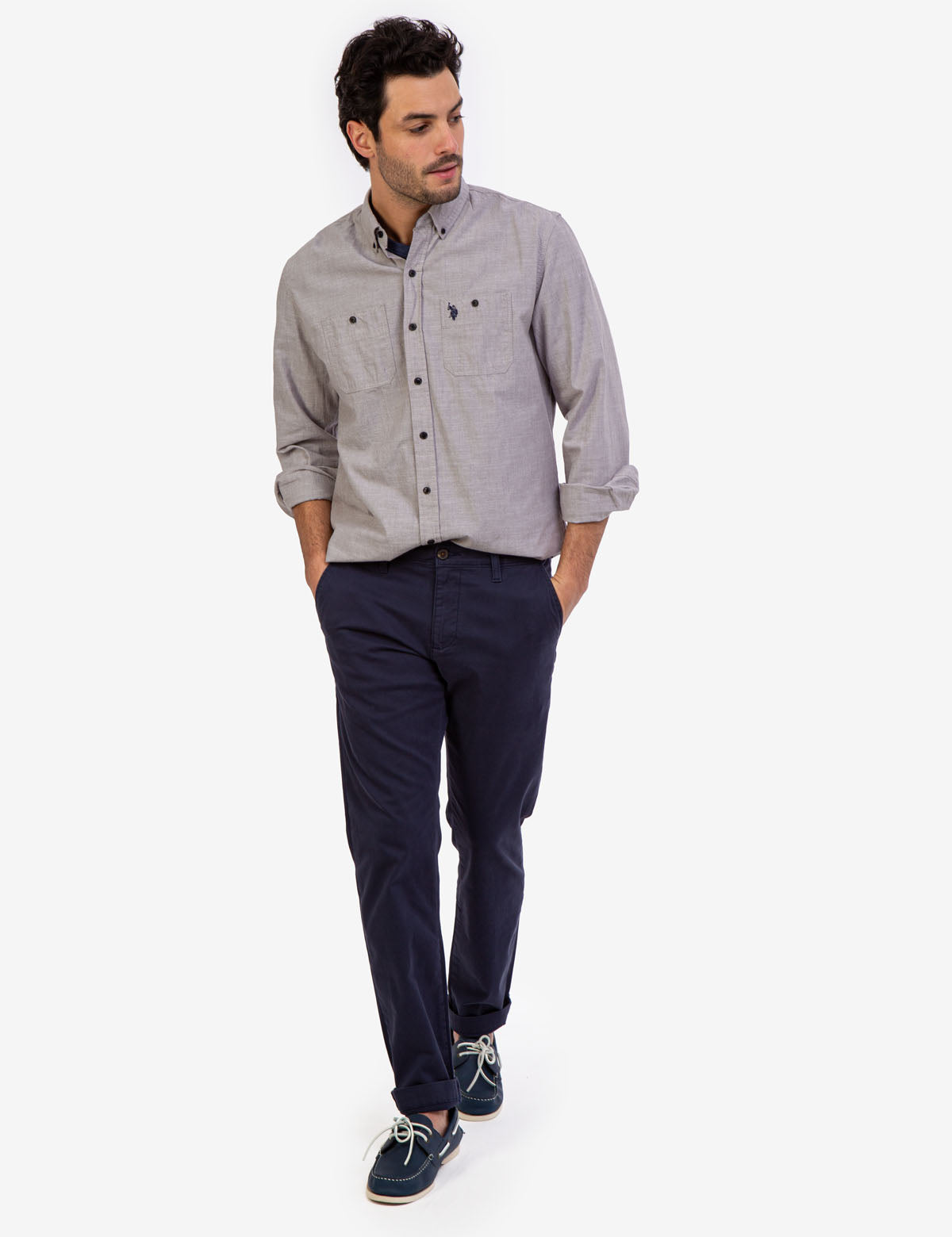 Men's Solid Slub Canvas Long Sleeve Shirt - Casual Comfort Fit