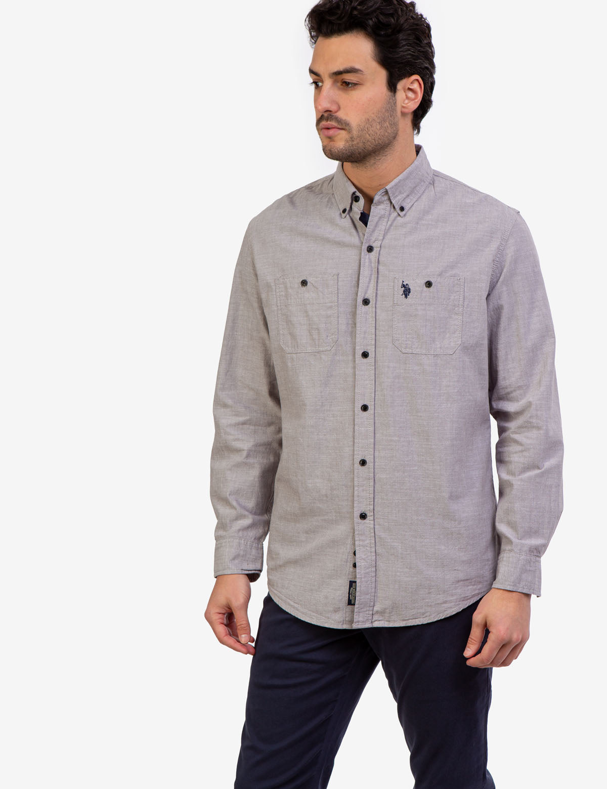 Men's Solid Slub Canvas Long Sleeve Shirt - Casual Comfort Fit