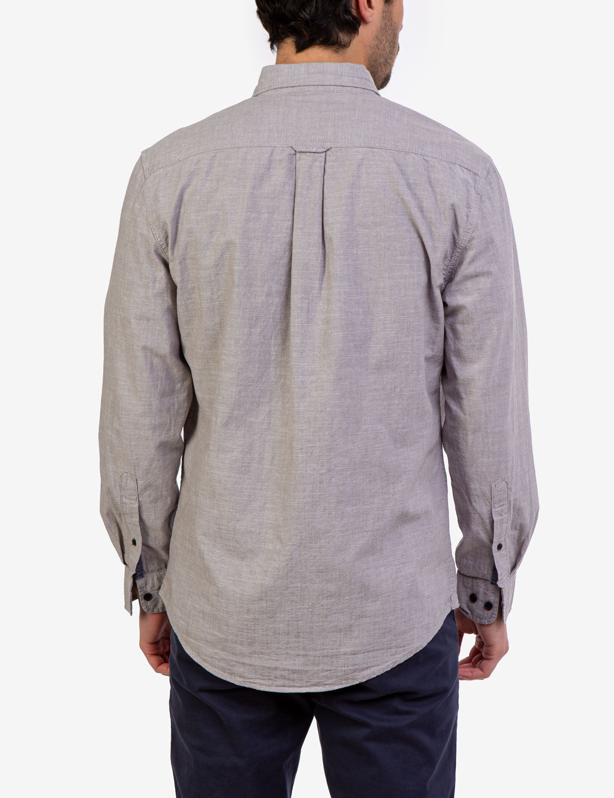 Men's Solid Slub Canvas Long Sleeve Shirt - Casual Comfort Fit