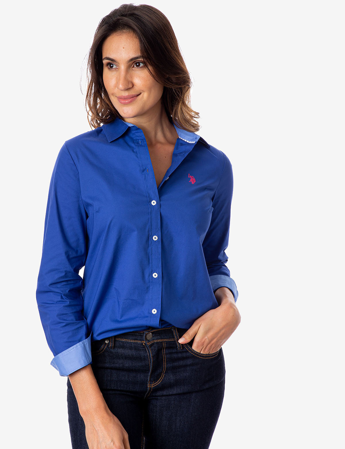 Men's Stretch Poplin Button-Up Shirt with Contrast Trim