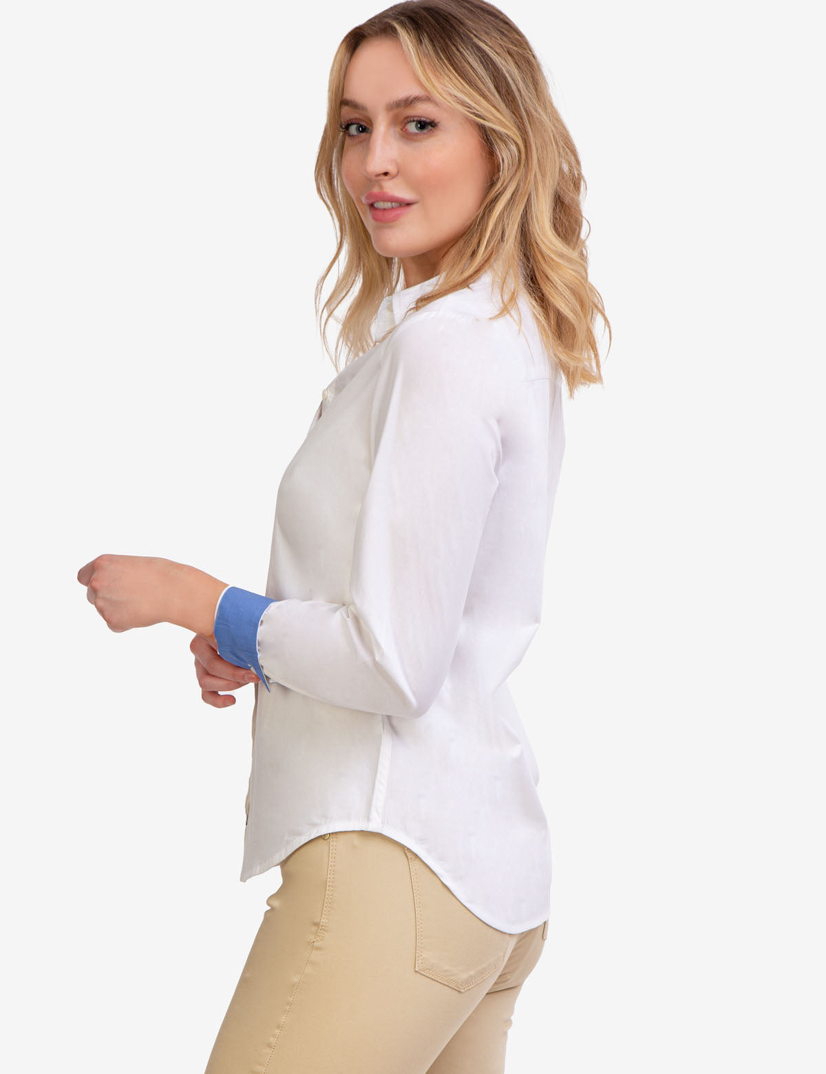 Men's Stretch Poplin Button-Up Shirt with Contrast Trim