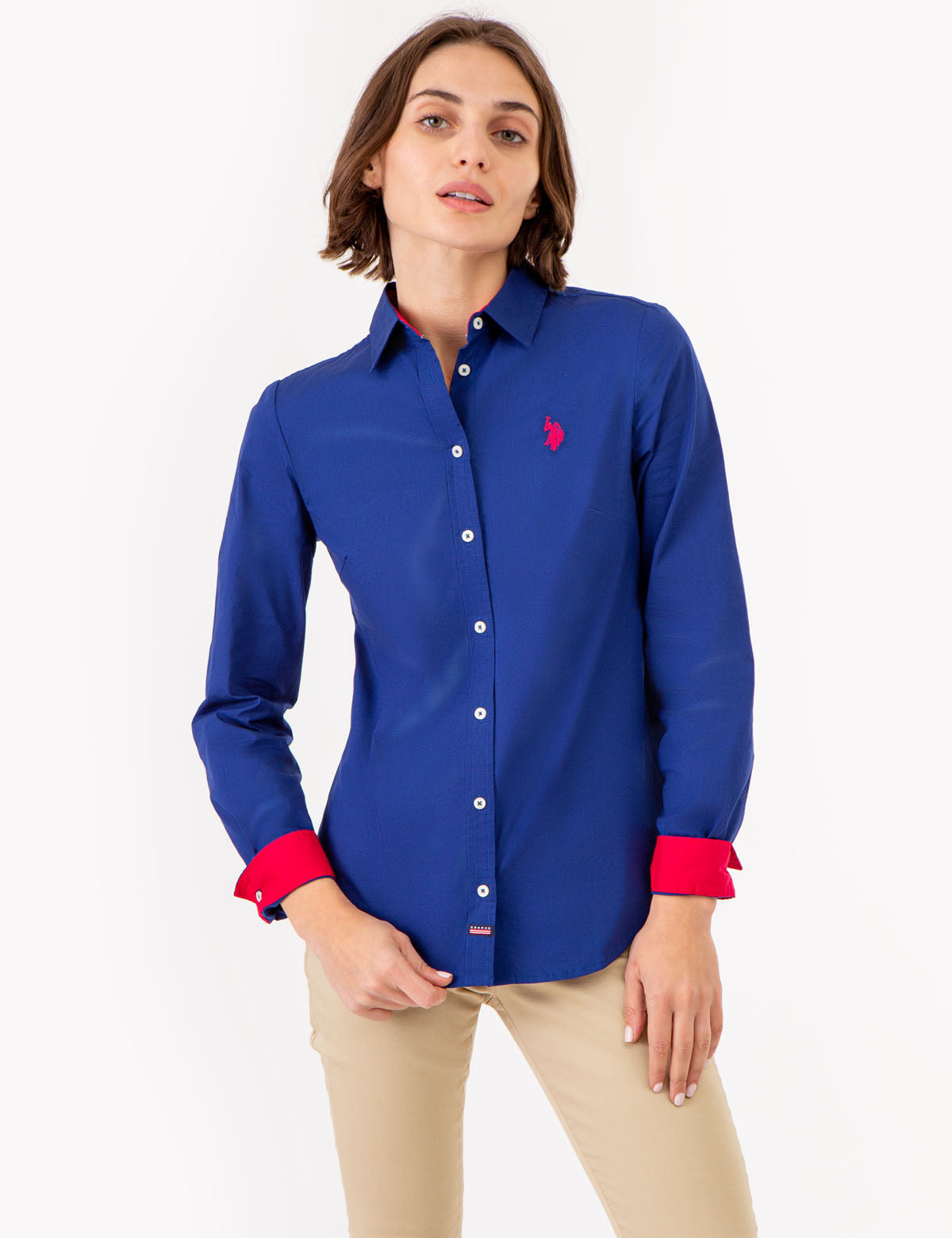 Men's Stretch Poplin Button-Up Shirt with Contrast Trim