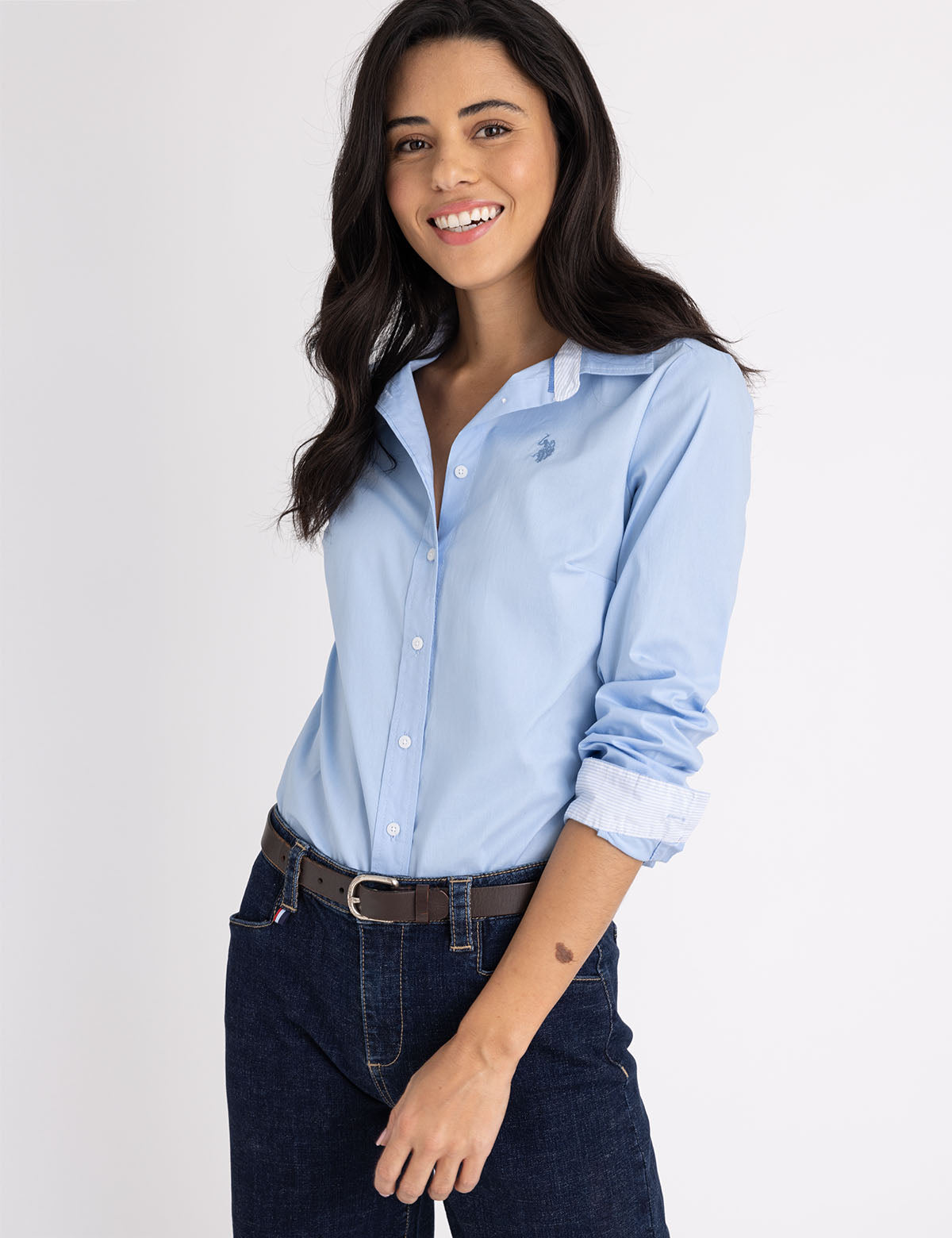 Men's Stretch Poplin Button-Up Shirt with Contrast Trim
