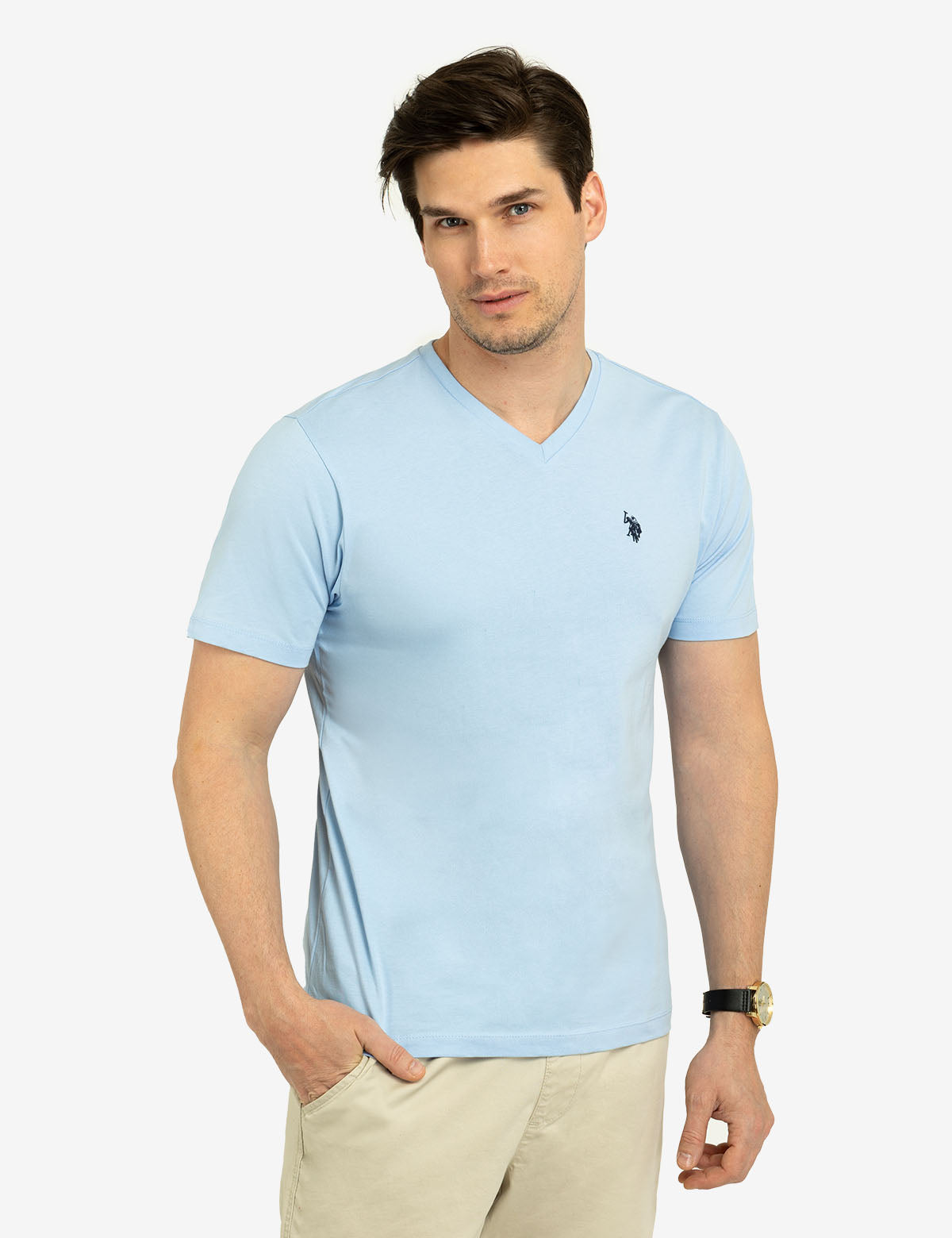Classic Solid V-Neck T-Shirt for Men & Women