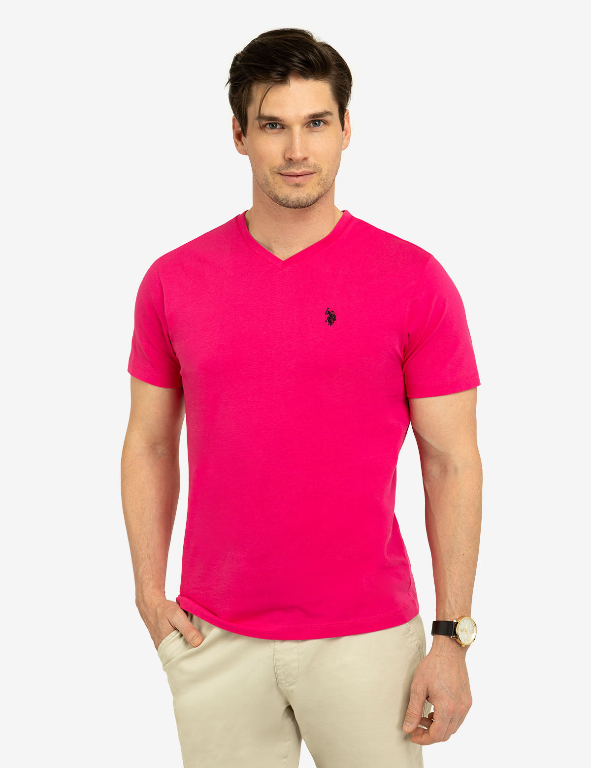Classic Solid V-Neck T-Shirt for Men & Women