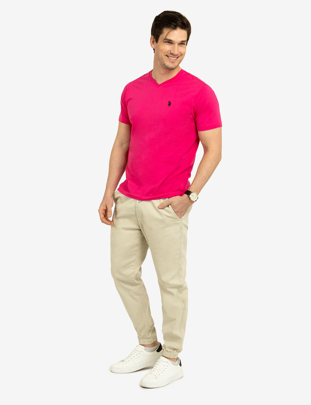 Classic Solid V-Neck T-Shirt for Men & Women