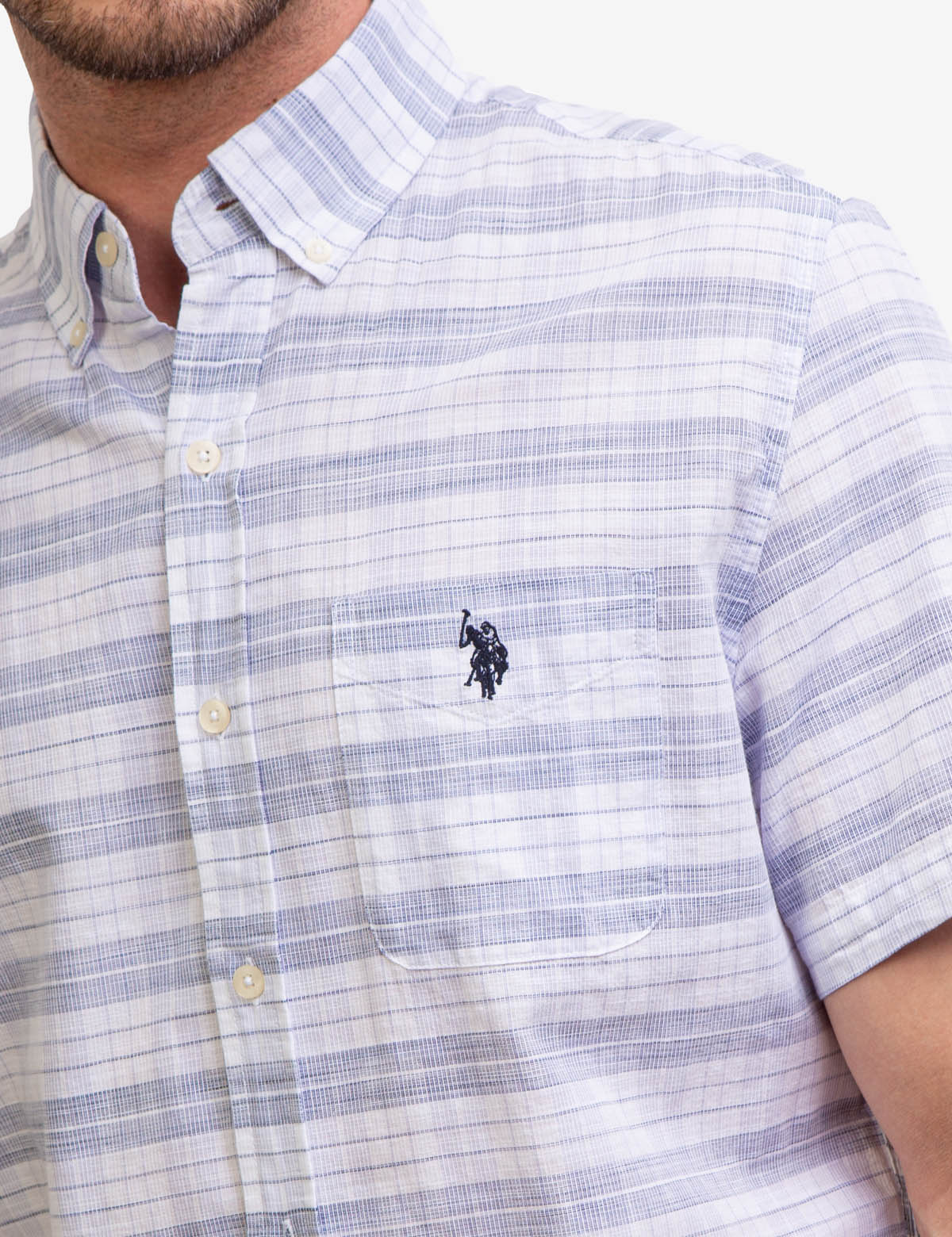 U.S. Polo Assn. Space Dye Dobby Plaid Short Sleeve Shirt