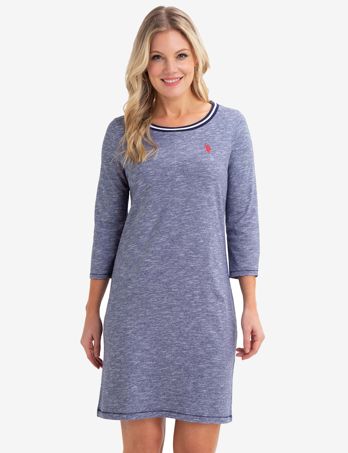 Space Dye Round Neck 3/4 Sleeve Dress