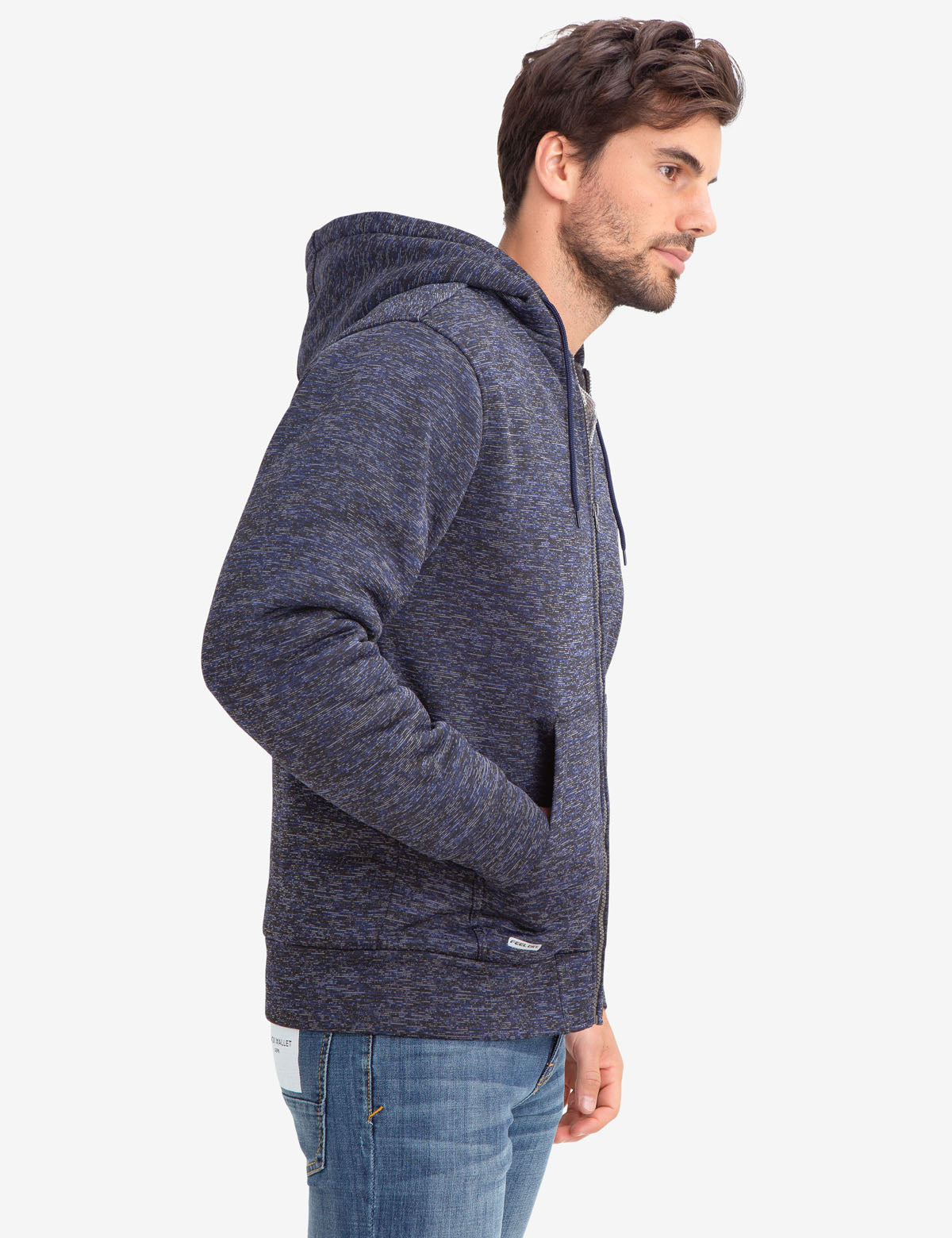 Faux Sherpa Lined Hoodie with Space Dye Design