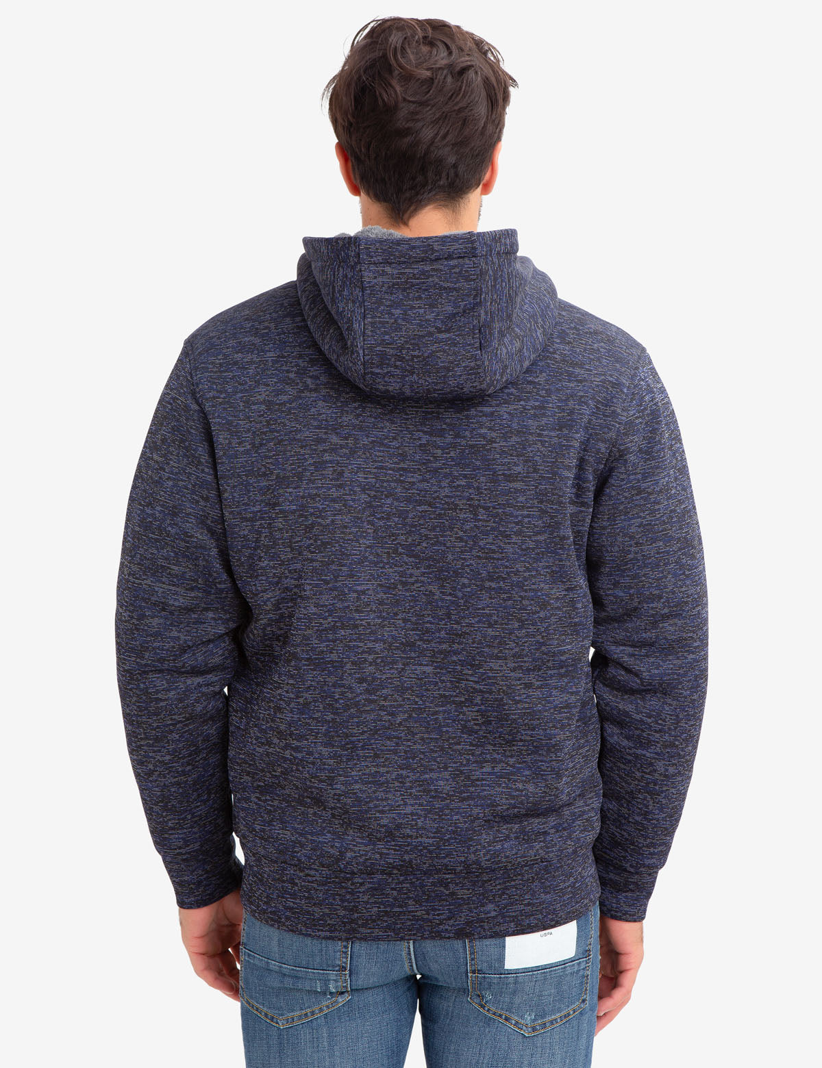 Faux Sherpa Lined Hoodie with Space Dye Design
