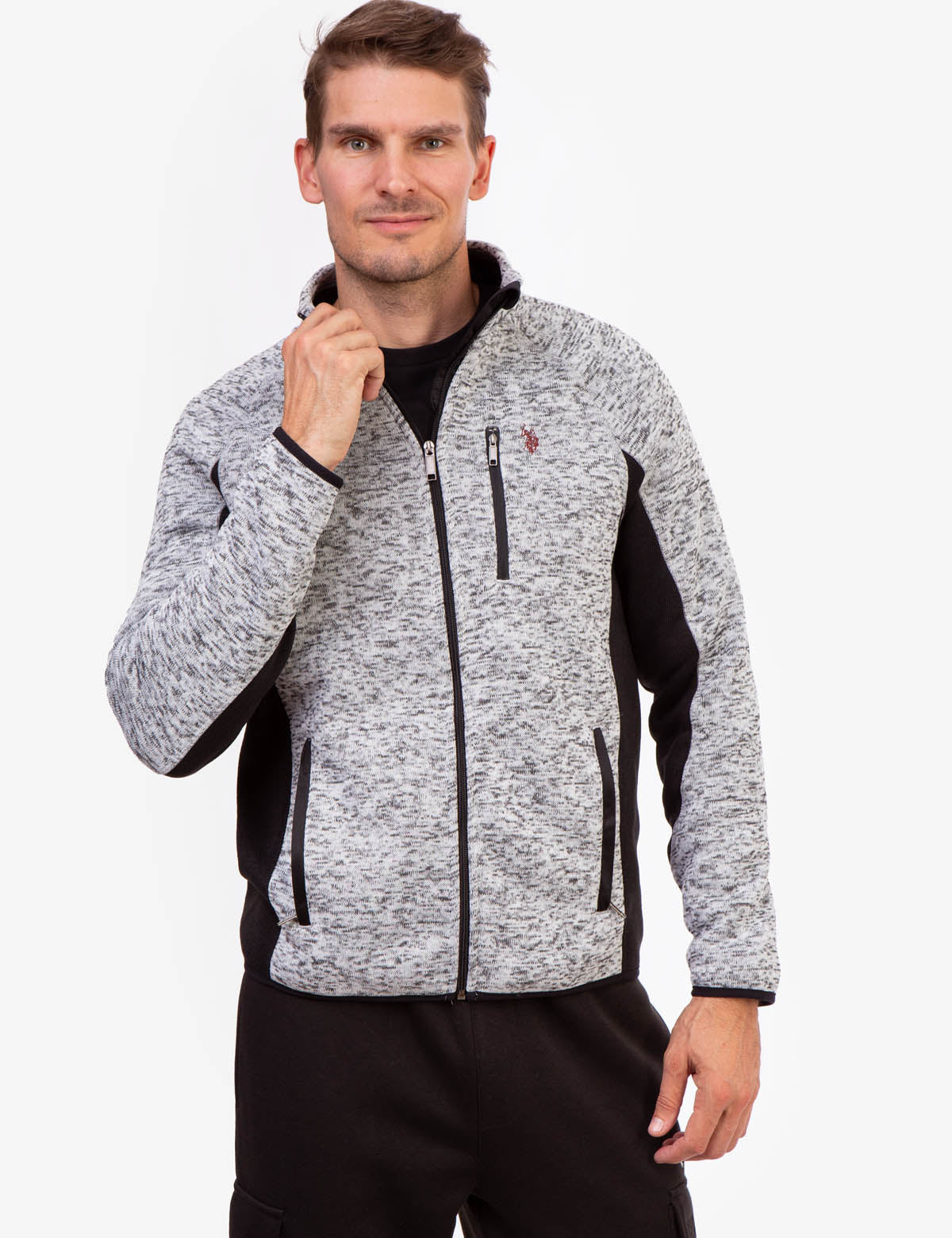 Space Dye Fleece Track Jacket with Zipper Pockets