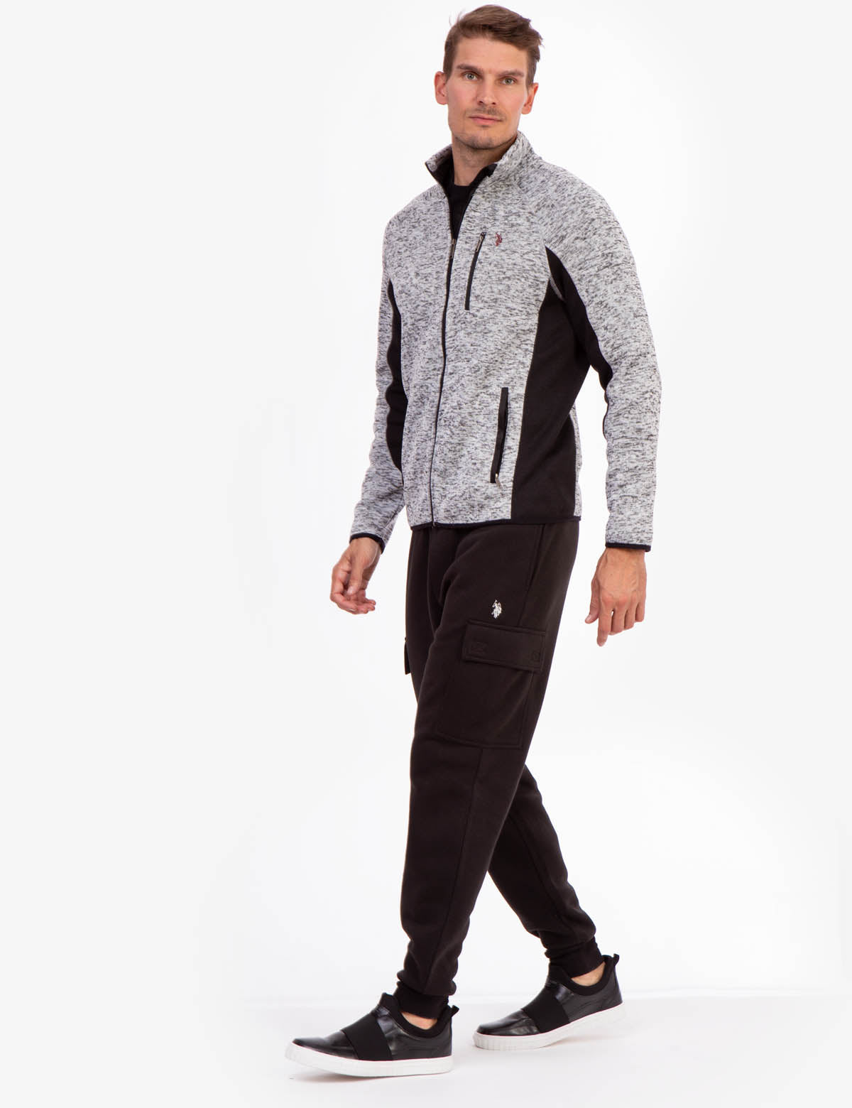 Space Dye Fleece Track Jacket with Zipper Pockets