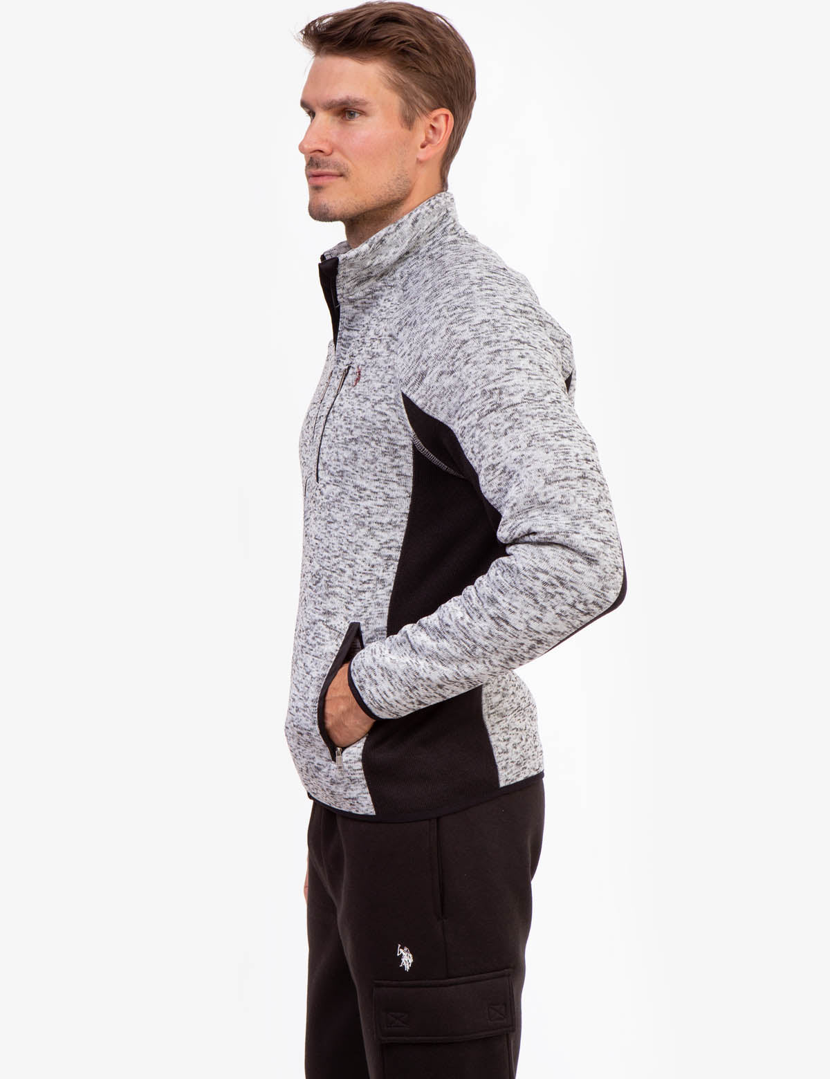 Space Dye Fleece Track Jacket with Zipper Pockets