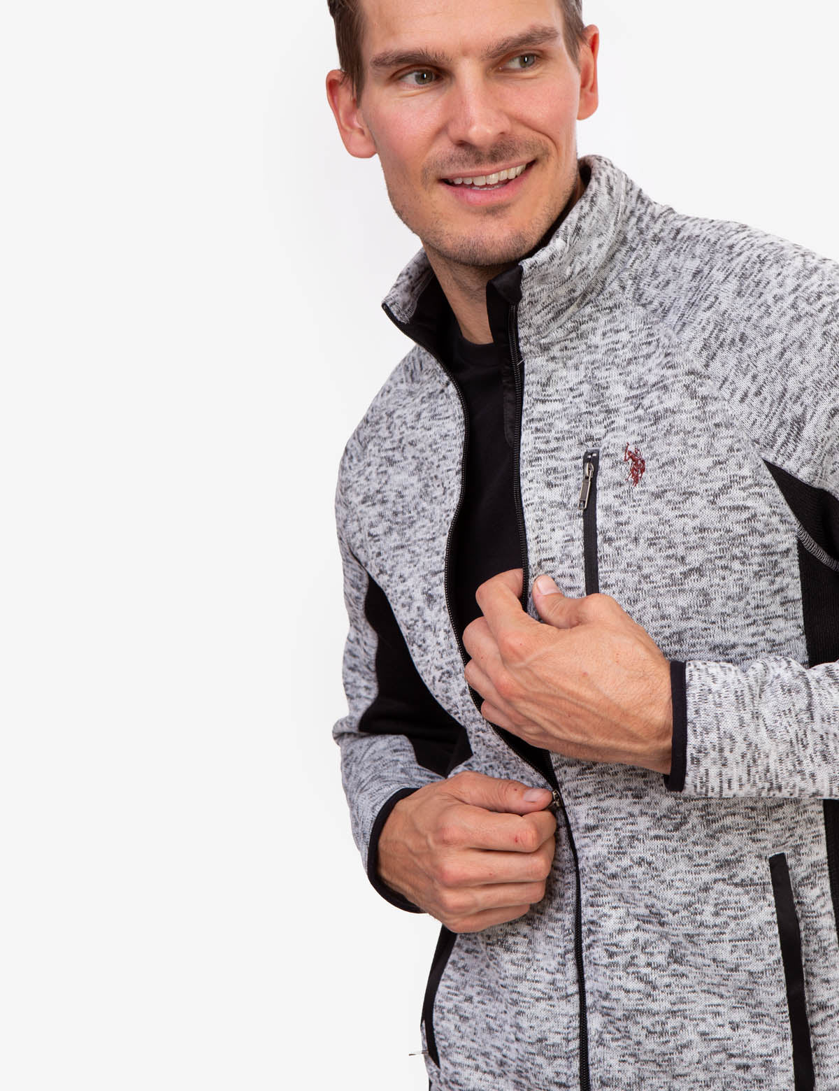 Space Dye Fleece Track Jacket with Zipper Pockets