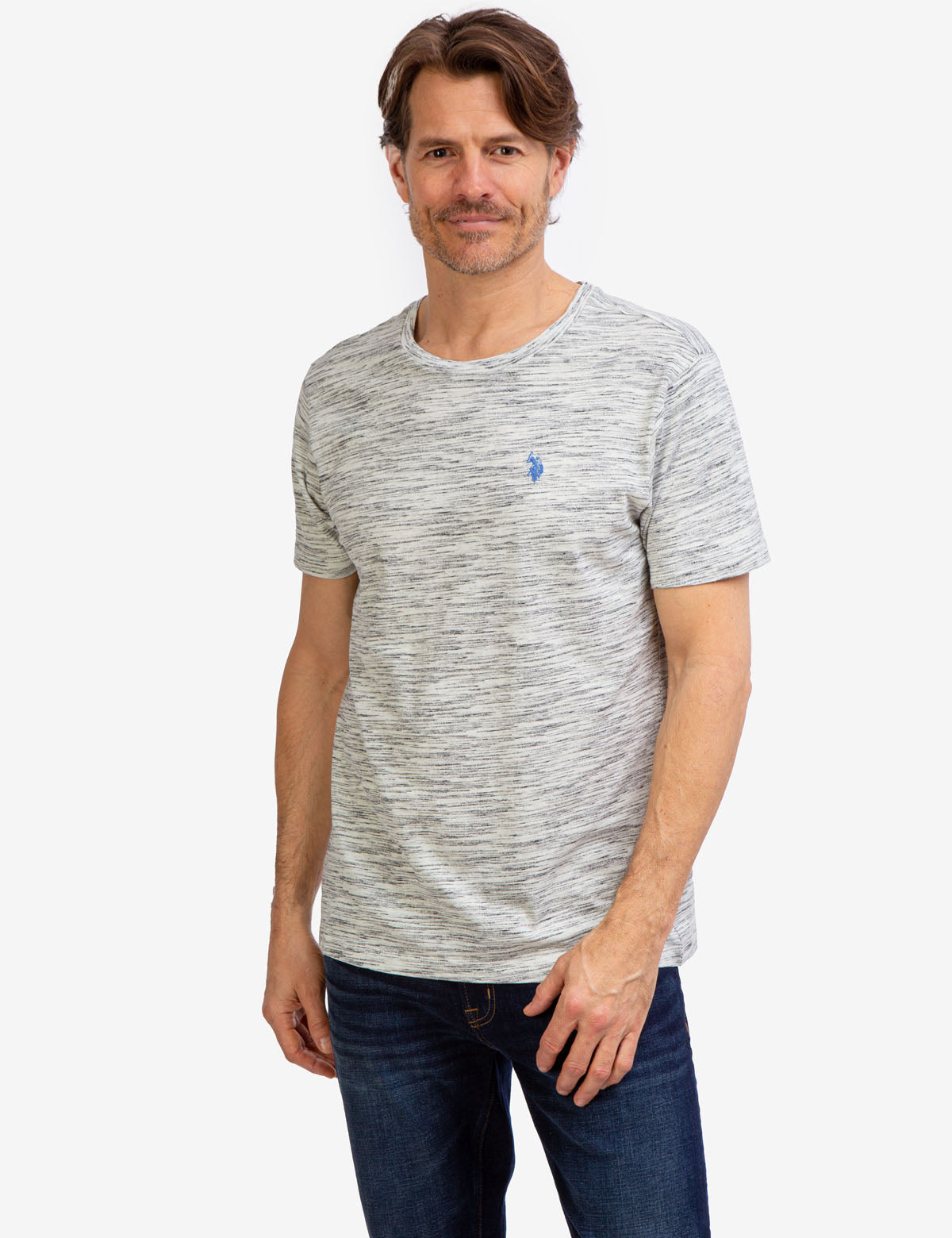 Space Dye Cotton Jersey T-Shirt with Embroidered Logo