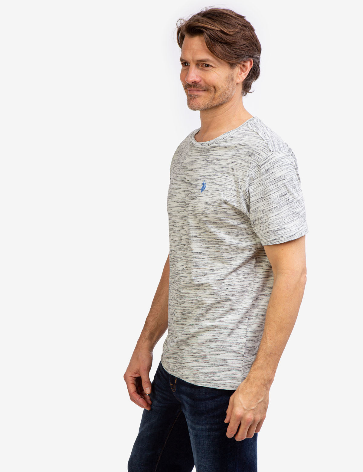 Space Dye Cotton Jersey T-Shirt with Embroidered Logo
