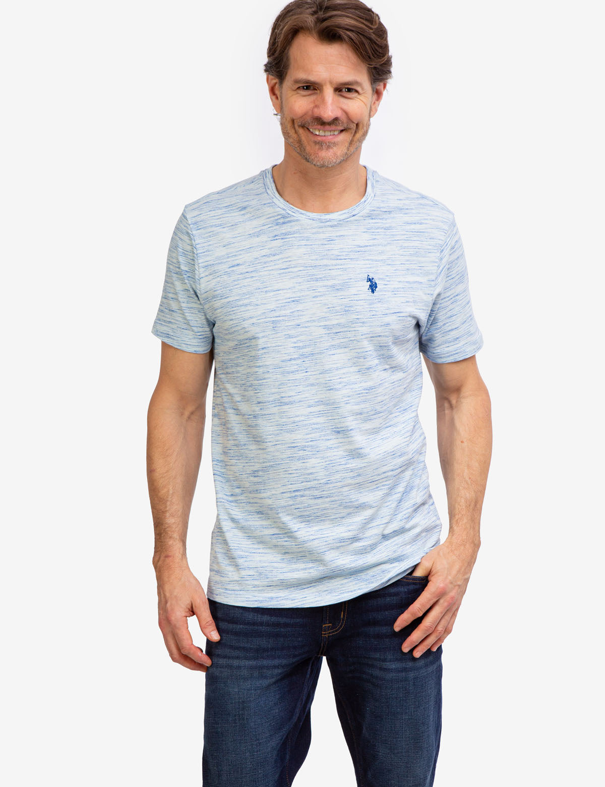 Space Dye Cotton Jersey T-Shirt with Embroidered Logo