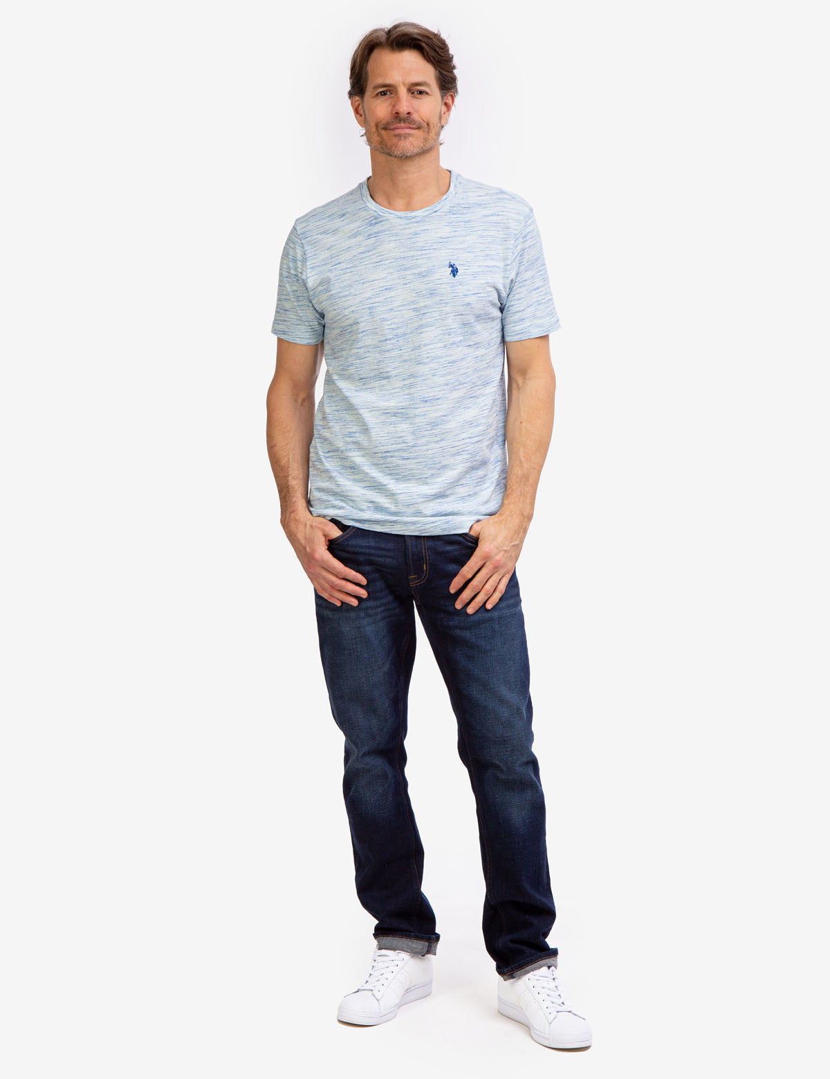 Space Dye Cotton Jersey T-Shirt with Embroidered Logo