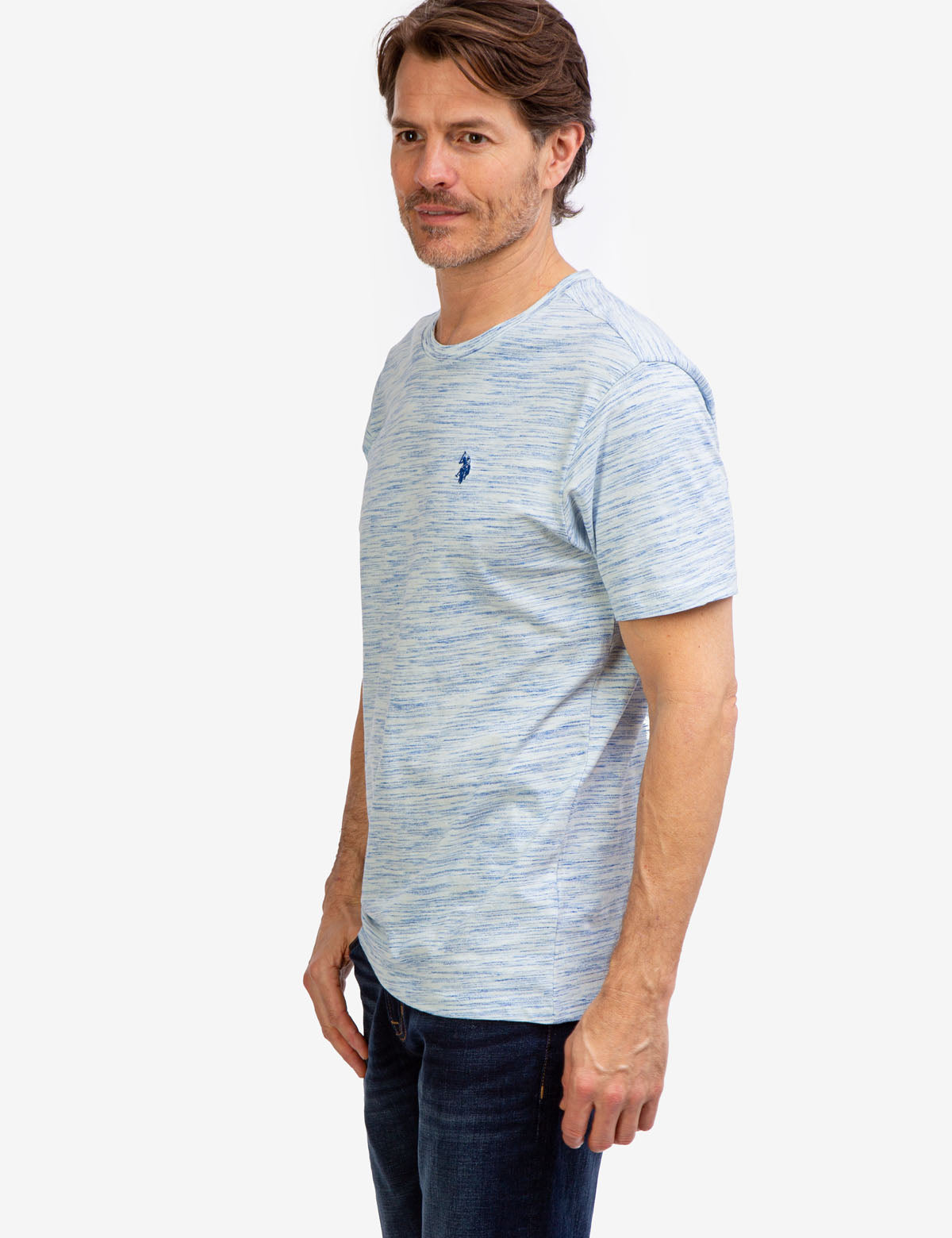 Space Dye Cotton Jersey T-Shirt with Embroidered Logo