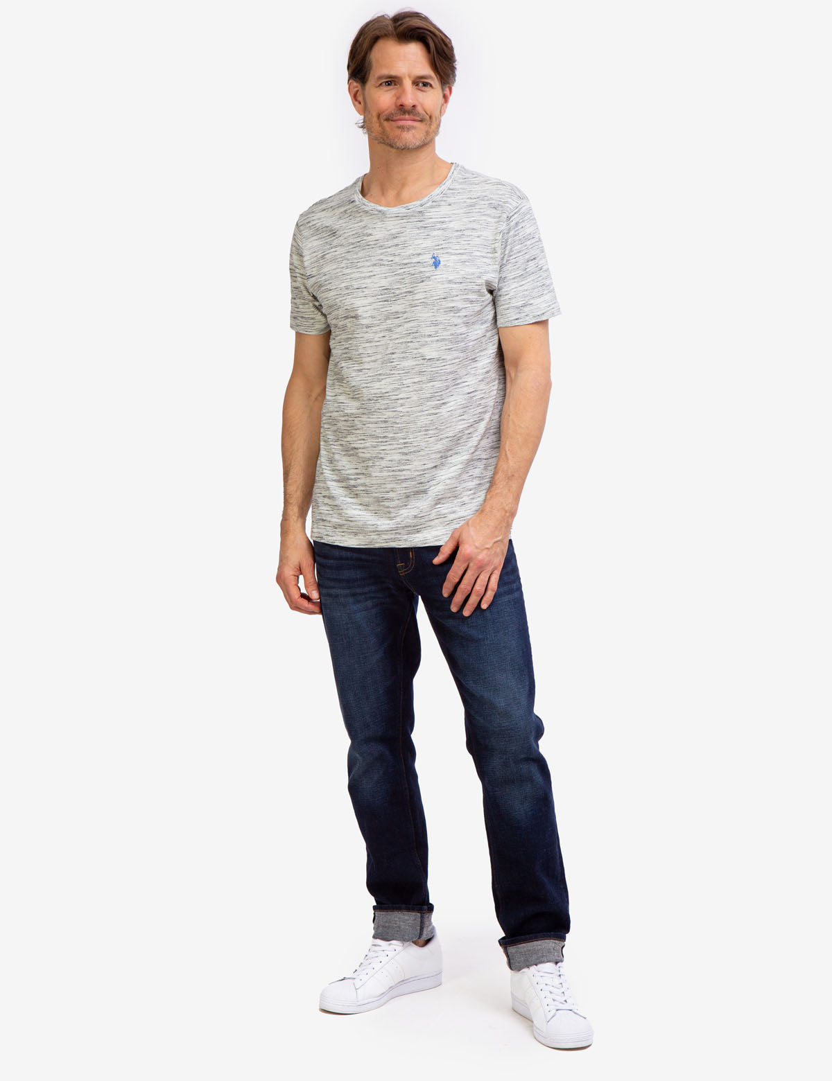 Space Dye Cotton Jersey T-Shirt with Embroidered Logo