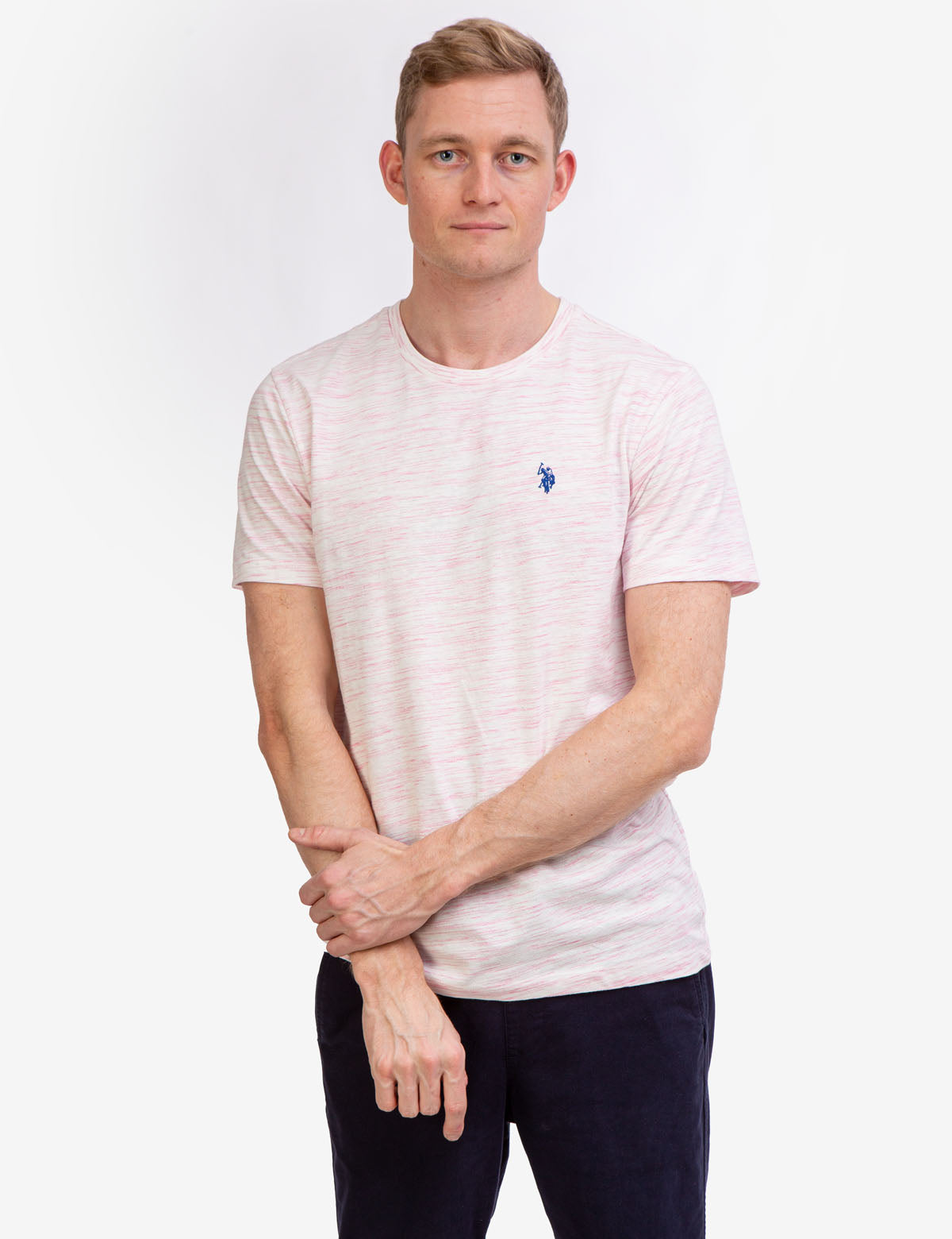 Space Dye Cotton Jersey T-Shirt with Embroidered Logo