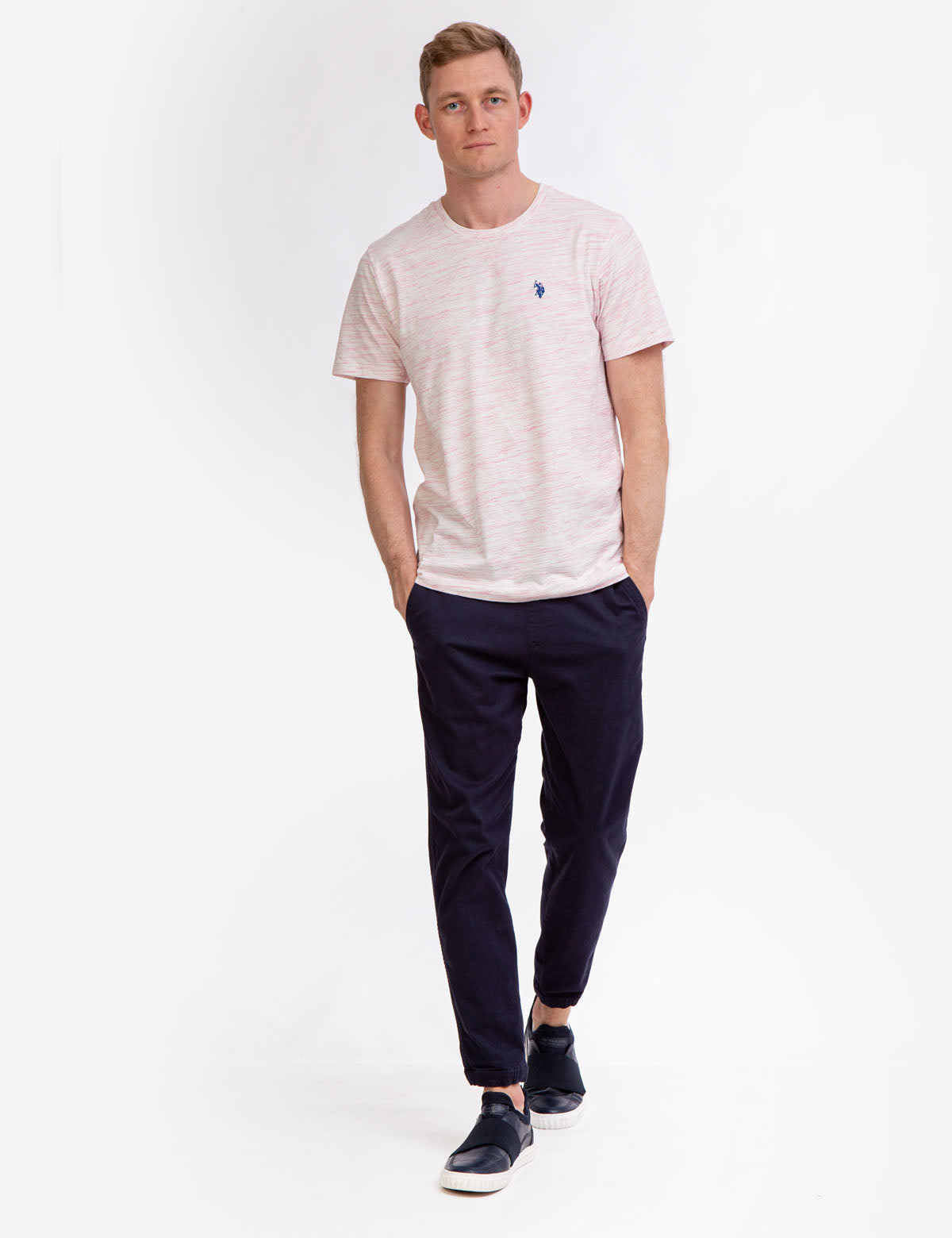 Space Dye Cotton Jersey T-Shirt with Embroidered Logo