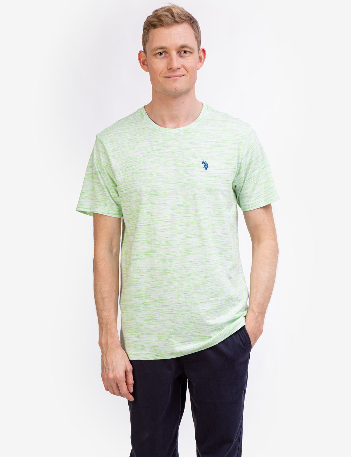Space Dye Cotton Jersey T-Shirt with Embroidered Logo