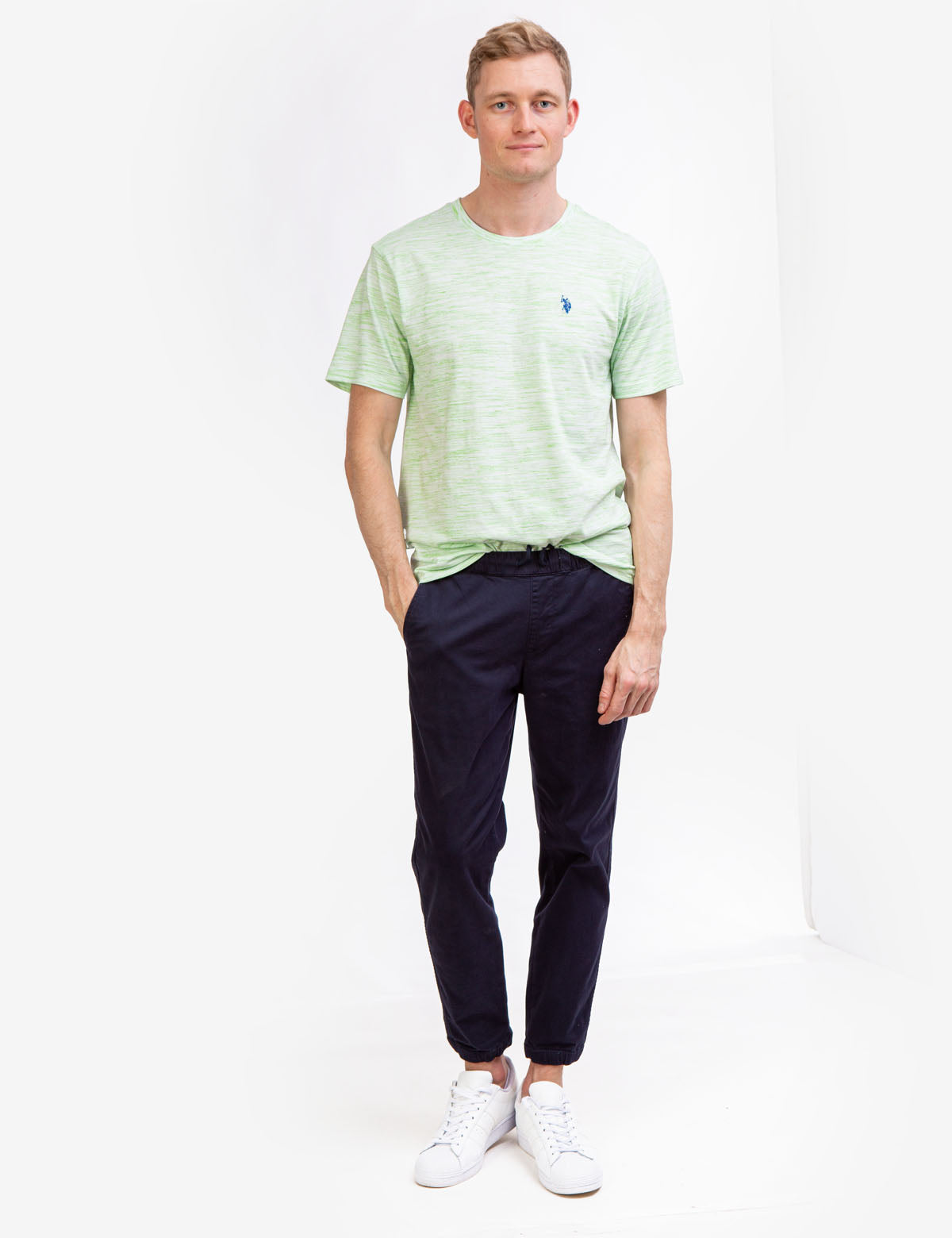 Space Dye Cotton Jersey T-Shirt with Embroidered Logo